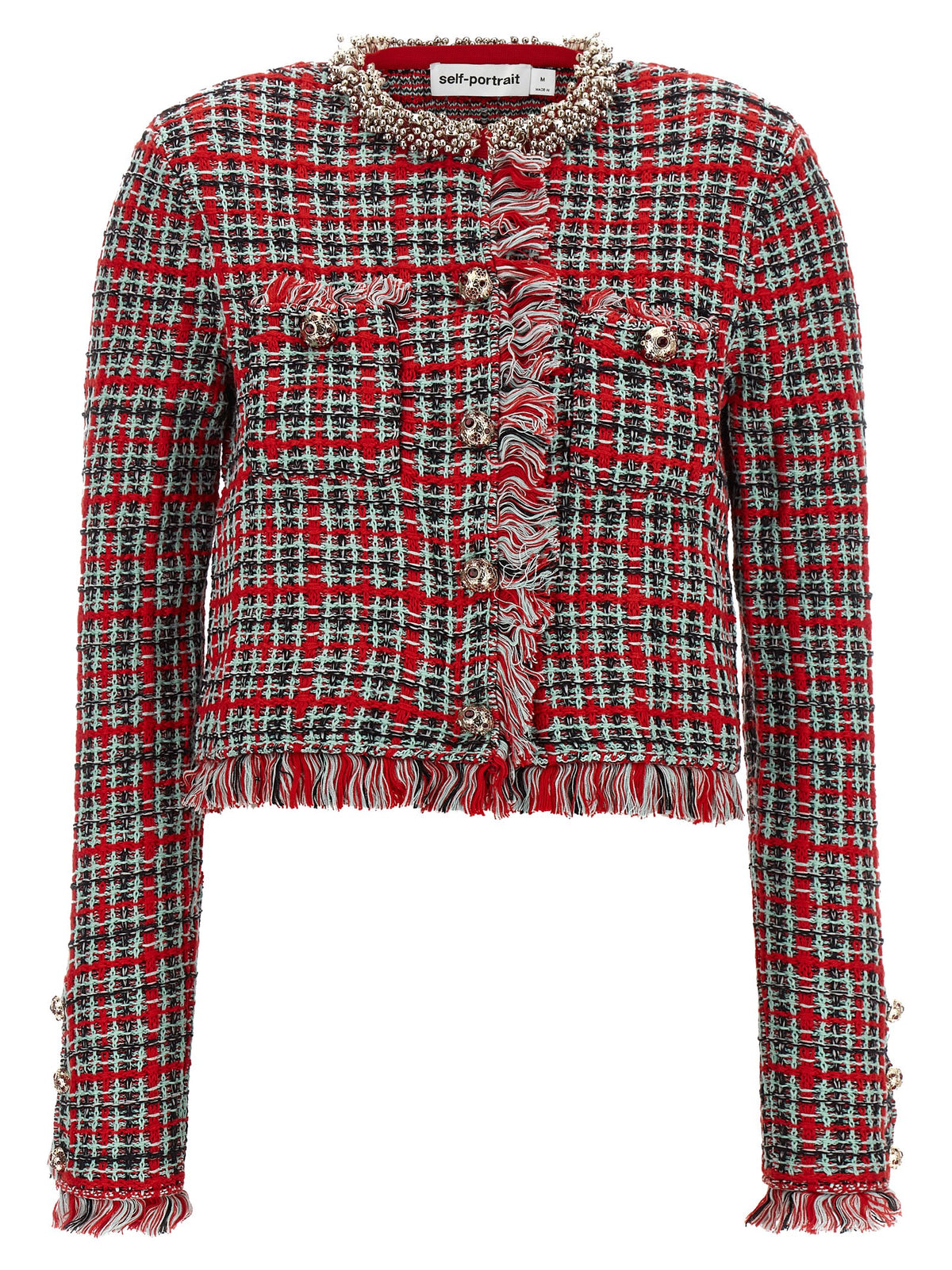 Self-Portrait Red Cotton Full-Length Jacket