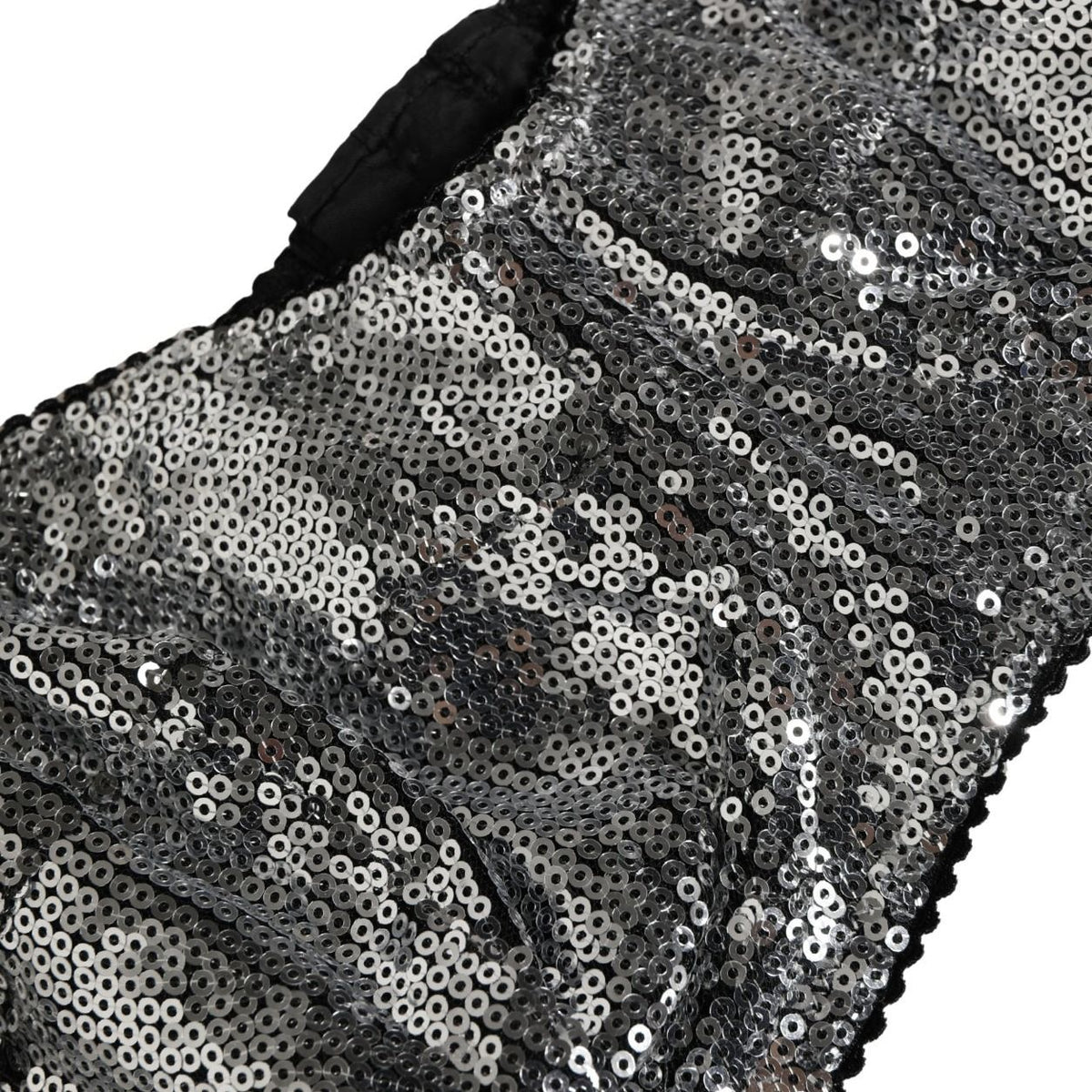 Dolce & Gabbana Silver Sequined Nyon Balconnet Bra Underwear