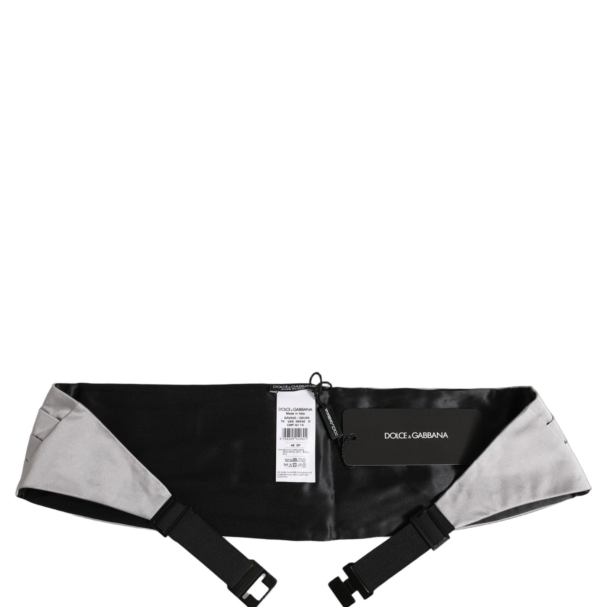Dolce & Gabbana Gray Men 100% Silk Belt Waist Cummerbund