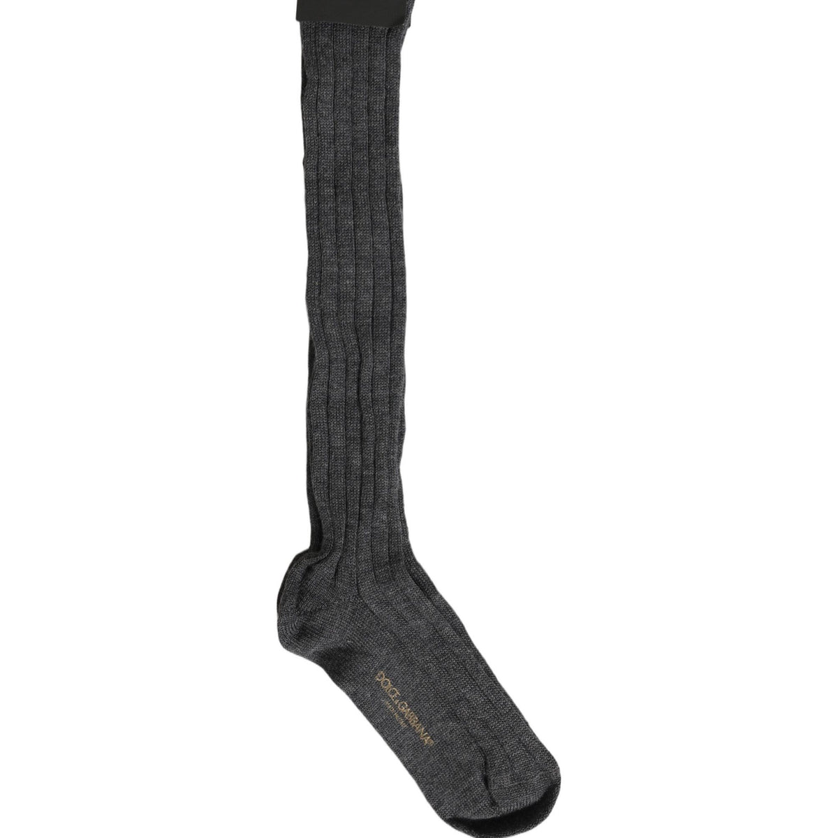 Dolce & Gabbana Gray Wool Blend Over The Calf Accessory Socks