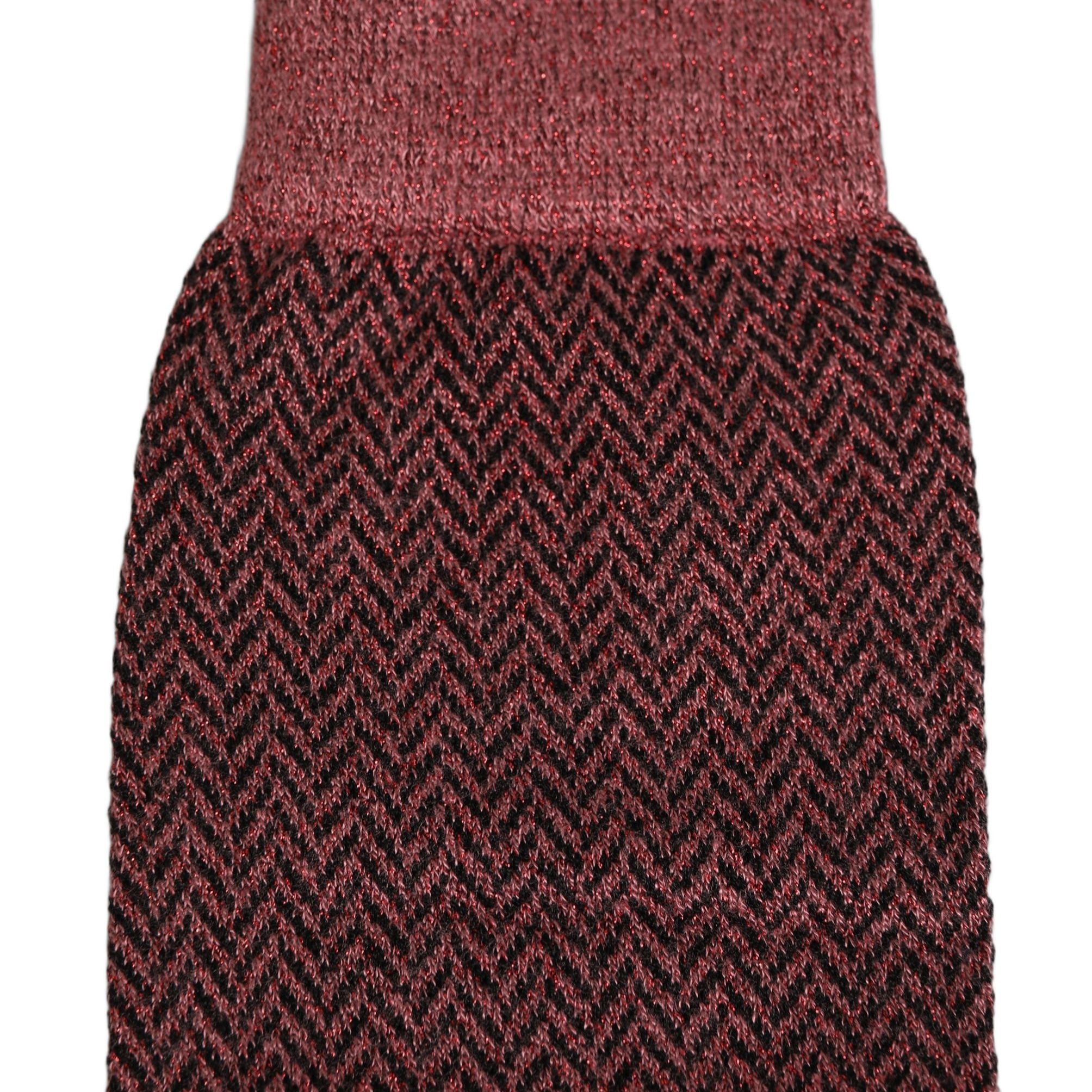 Dolce & Gabbana Burgundy Viscose Over The Calf Accessory Socks