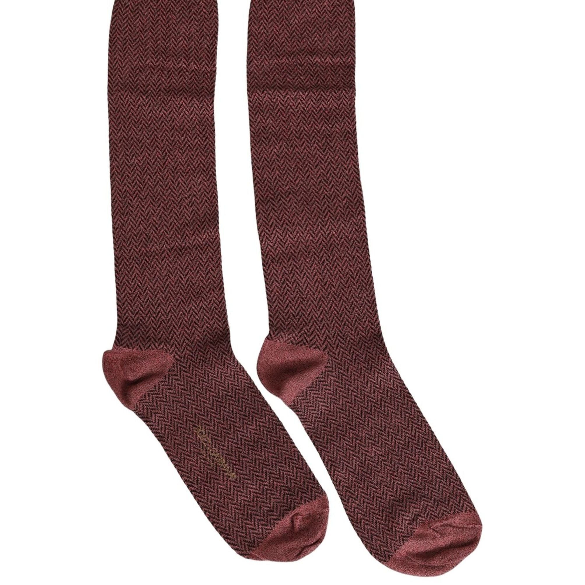 Dolce & Gabbana Burgundy Viscose Over The Calf Accessory Socks