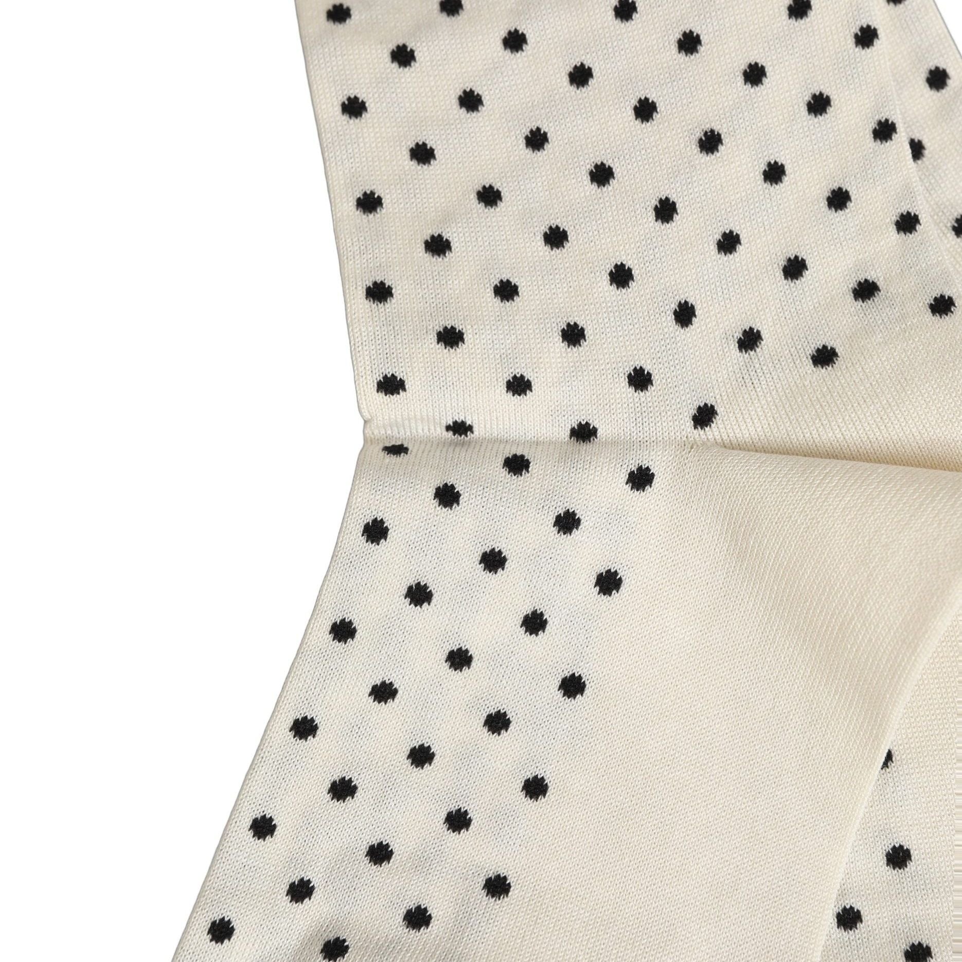 Dolce & Gabbana Off White Cotton Polka Dot Mid Calf Accessory Socks
