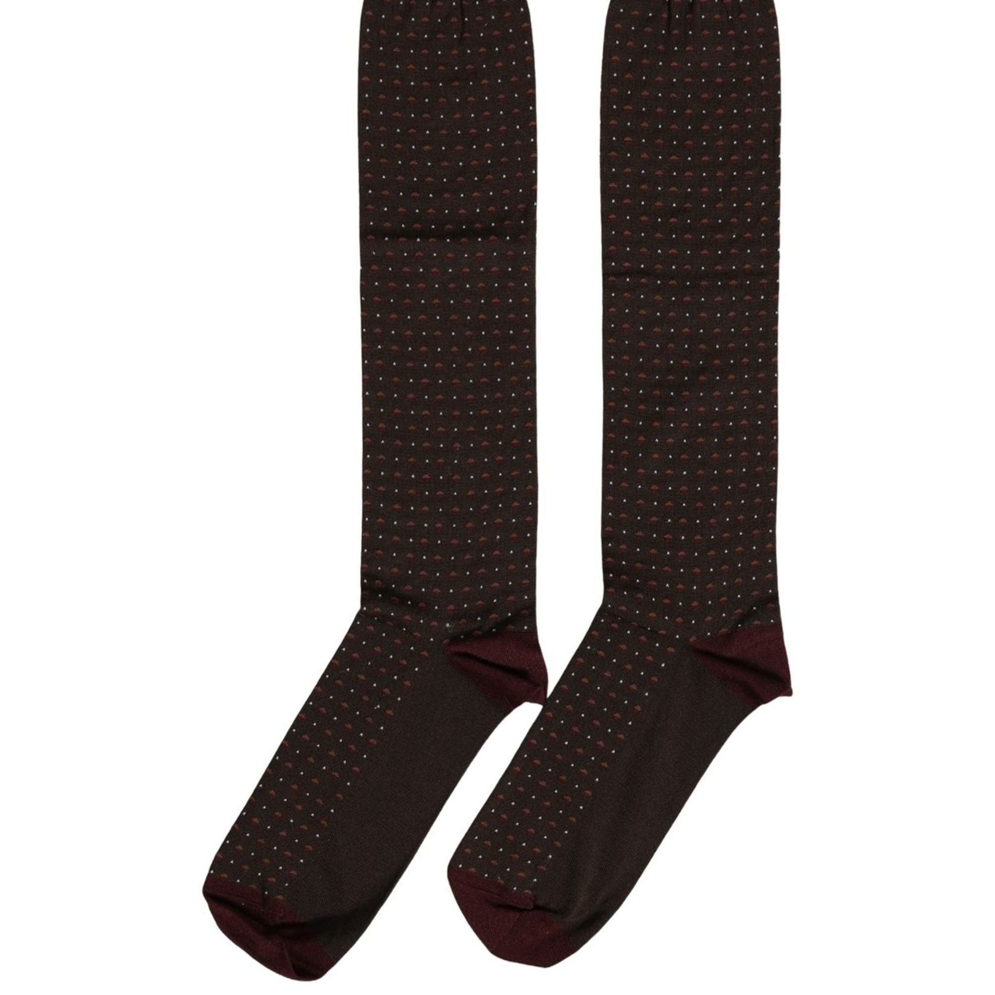 Dolce & Gabbana Burgundy Polka Dot Over The Calf Accessory Socks
