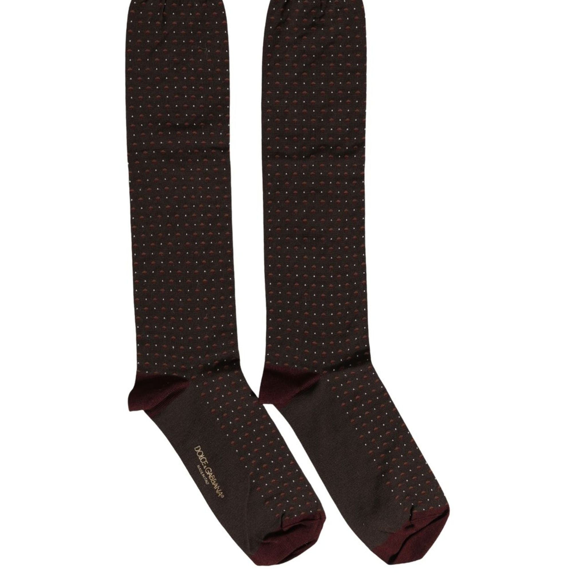 Dolce & Gabbana Burgundy Polka Dot Over The Calf Accessory Socks