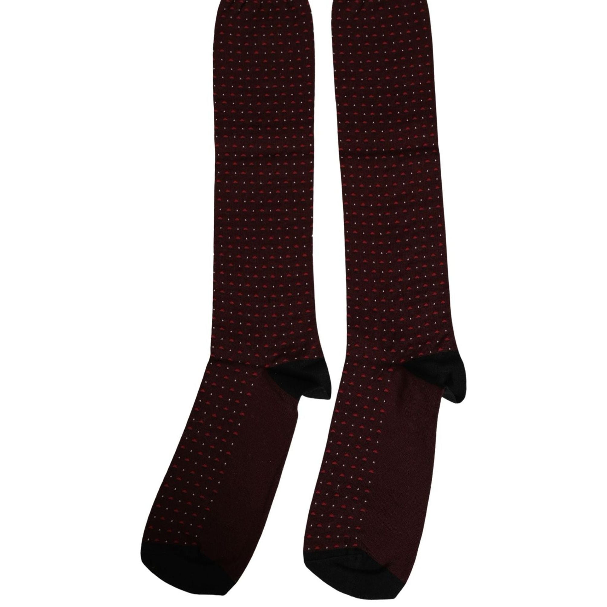 Dolce & Gabbana Burgundy Polka Dot Over The Calf Accessory Socks