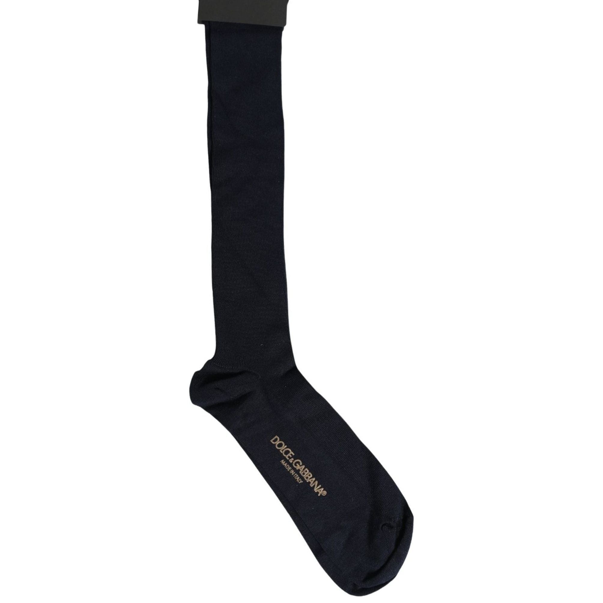 Dolce & Gabbana Men Dark Blue Viscose Over The Calf Accessory Socks