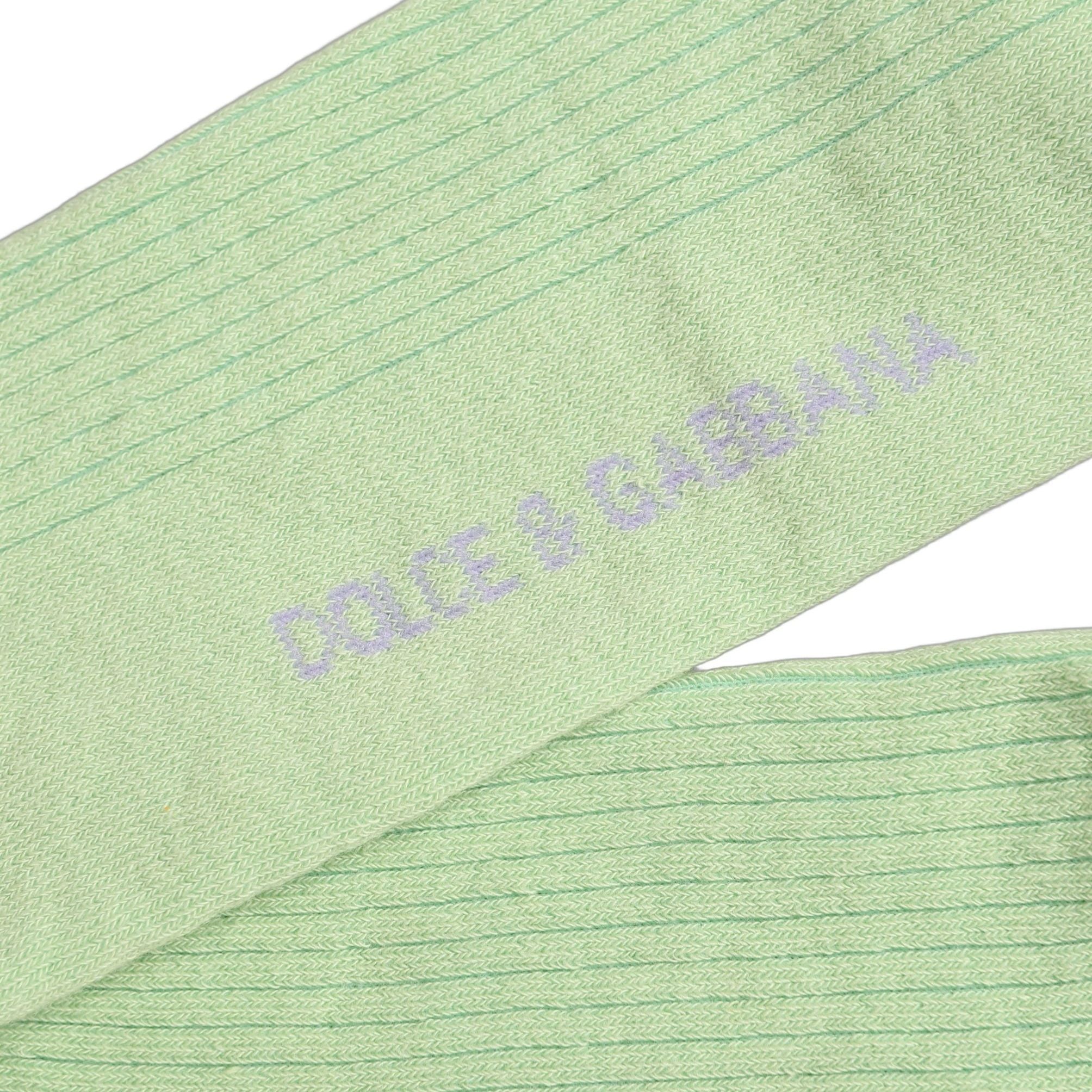 Dolce & Gabbana Men Light Green Logo Over Calf Accessory Socks