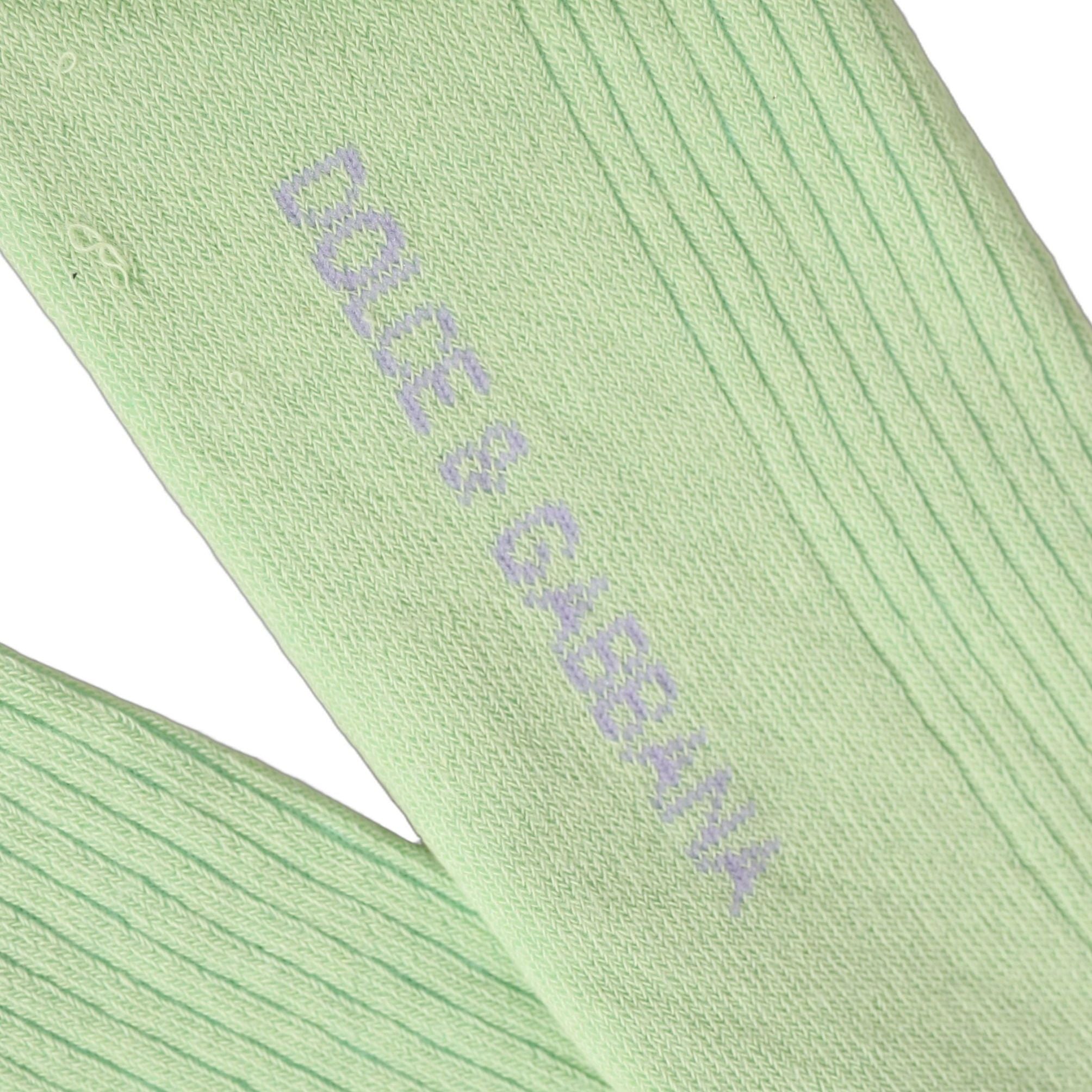 Dolce & Gabbana Men Light Green Logo Over Calf Accessory Socks