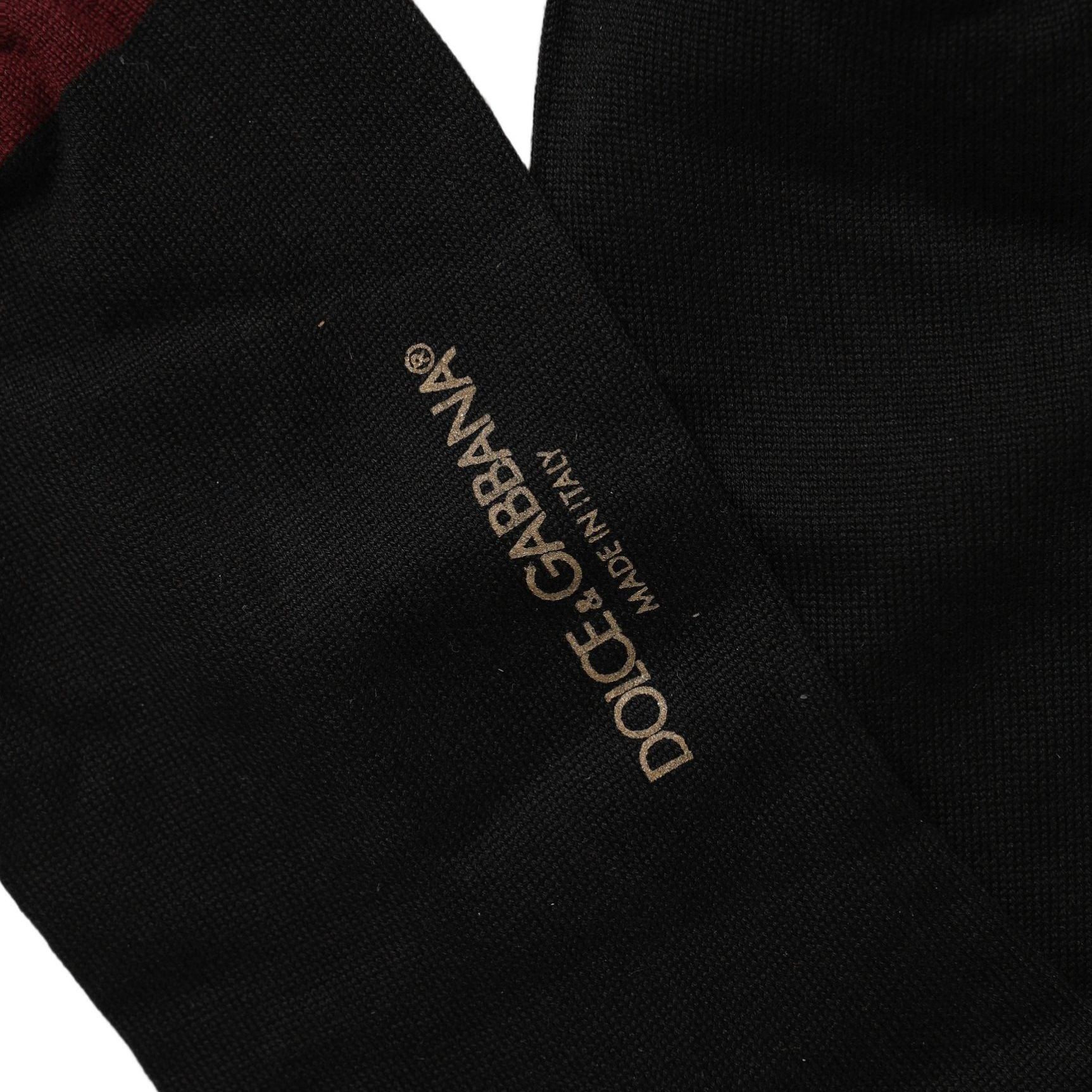 Dolce & Gabbana Men Burgundy Black Logo Mid Calf Accessory Socks