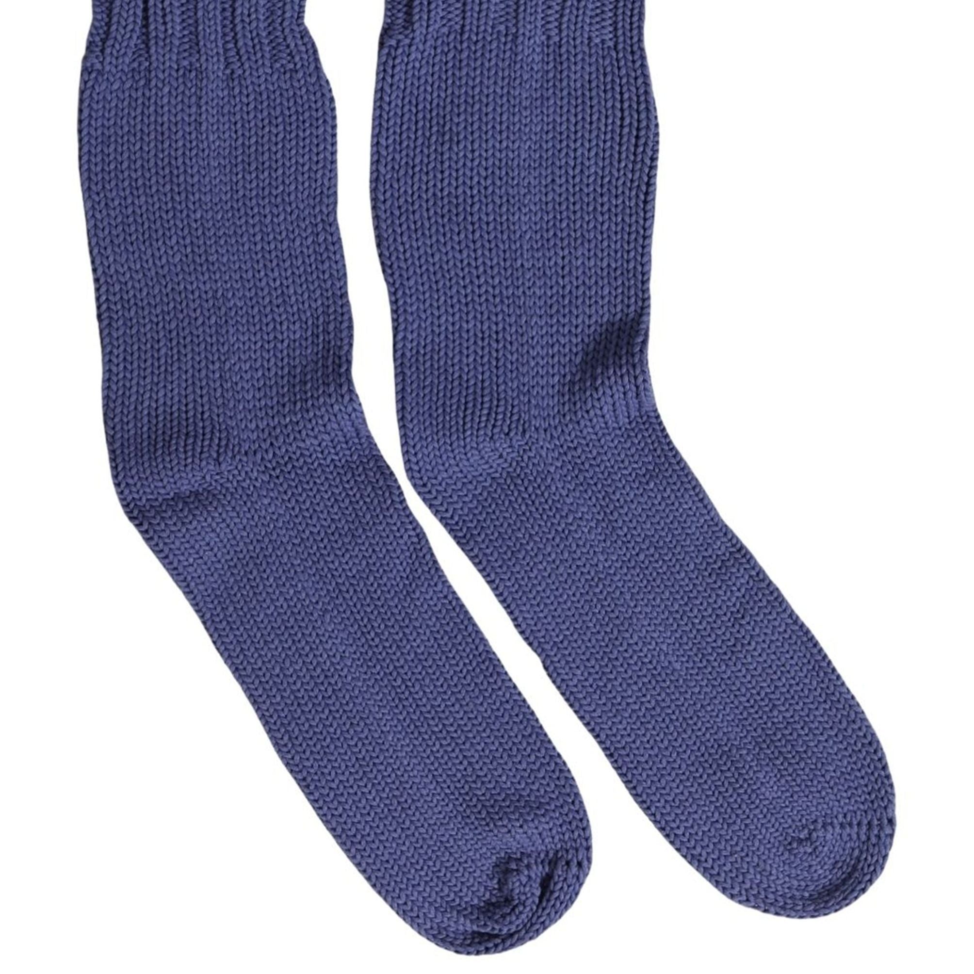 Dolce & Gabbana Men Navy Blue Cotton Ribbed Mid Calf Accessory Socks