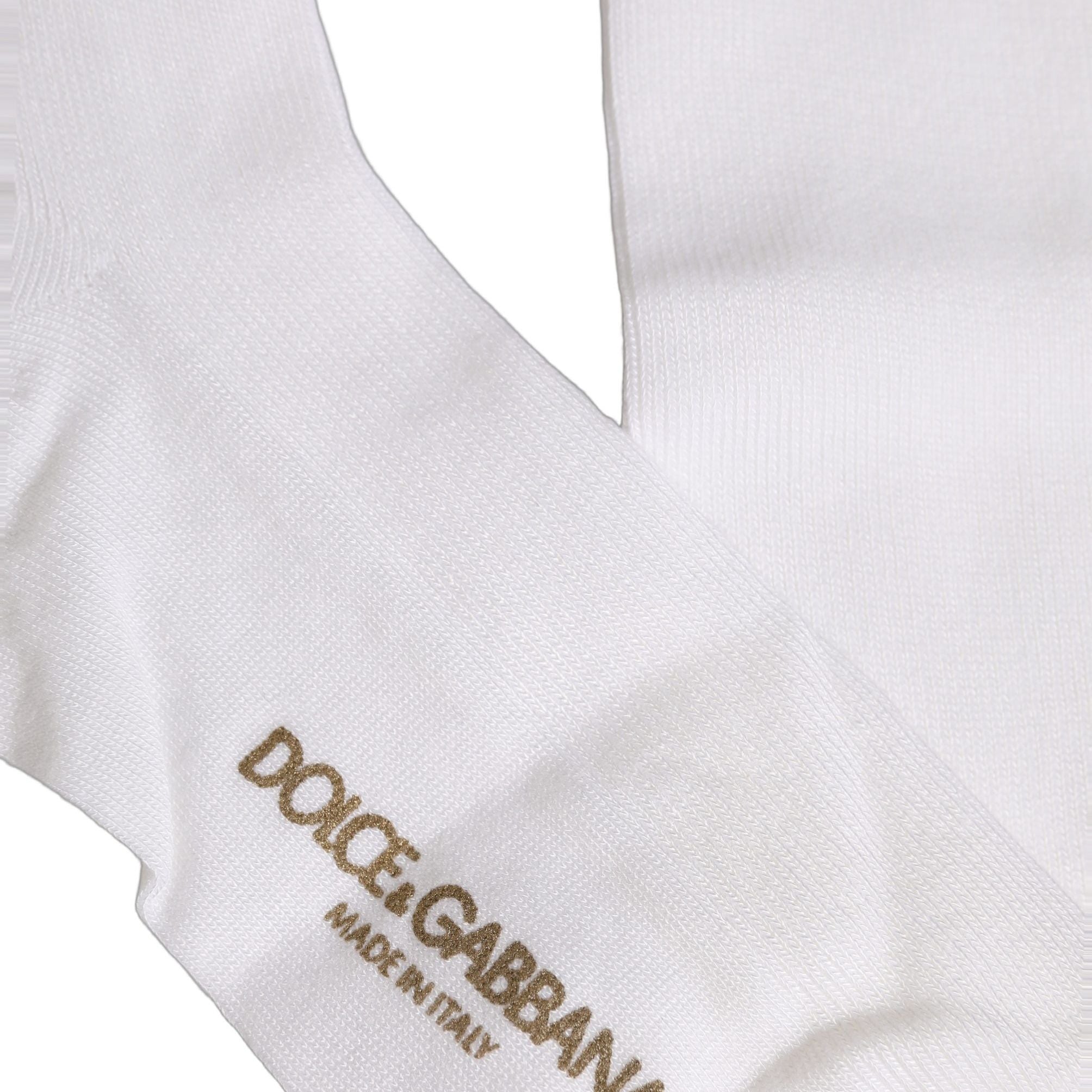 Dolce & Gabbana Men White Viscose Over The Calf Accessory Socks