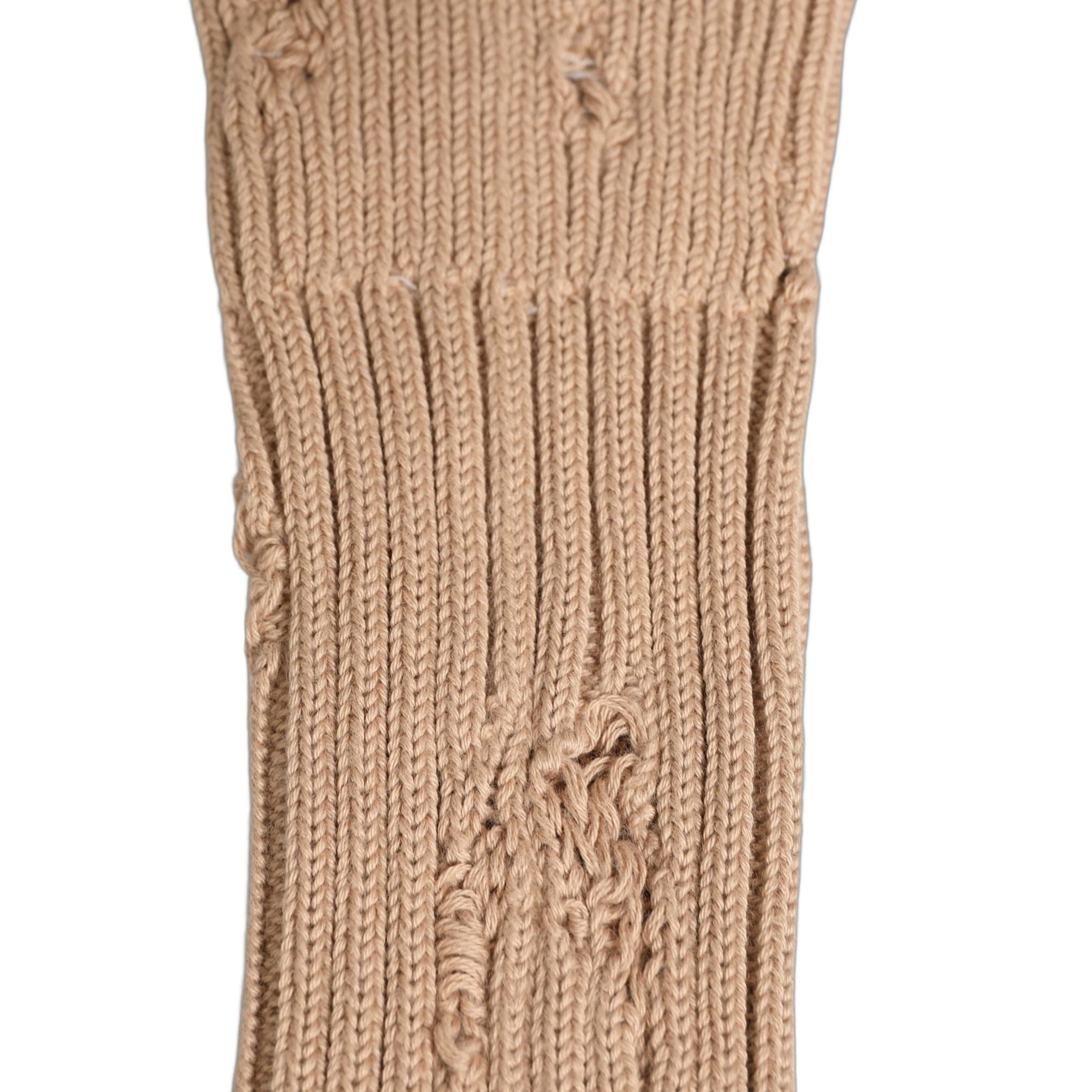 Dolce & Gabbana Beige Cotton Distressed Mid Calf Accessory Socks