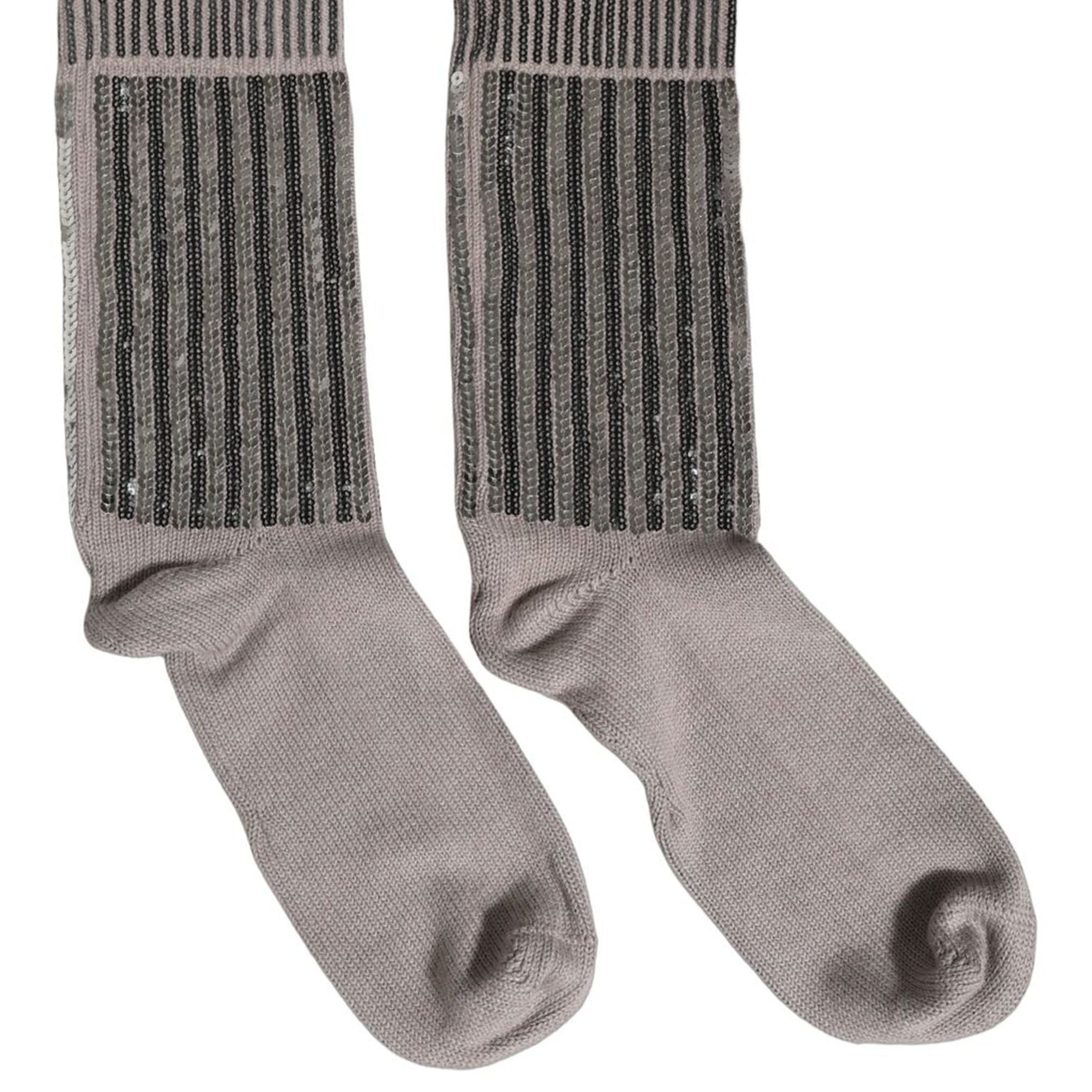 Dolce & Gabbana Gray Sequin Cotton Knit Mid Calf Accessory Socks