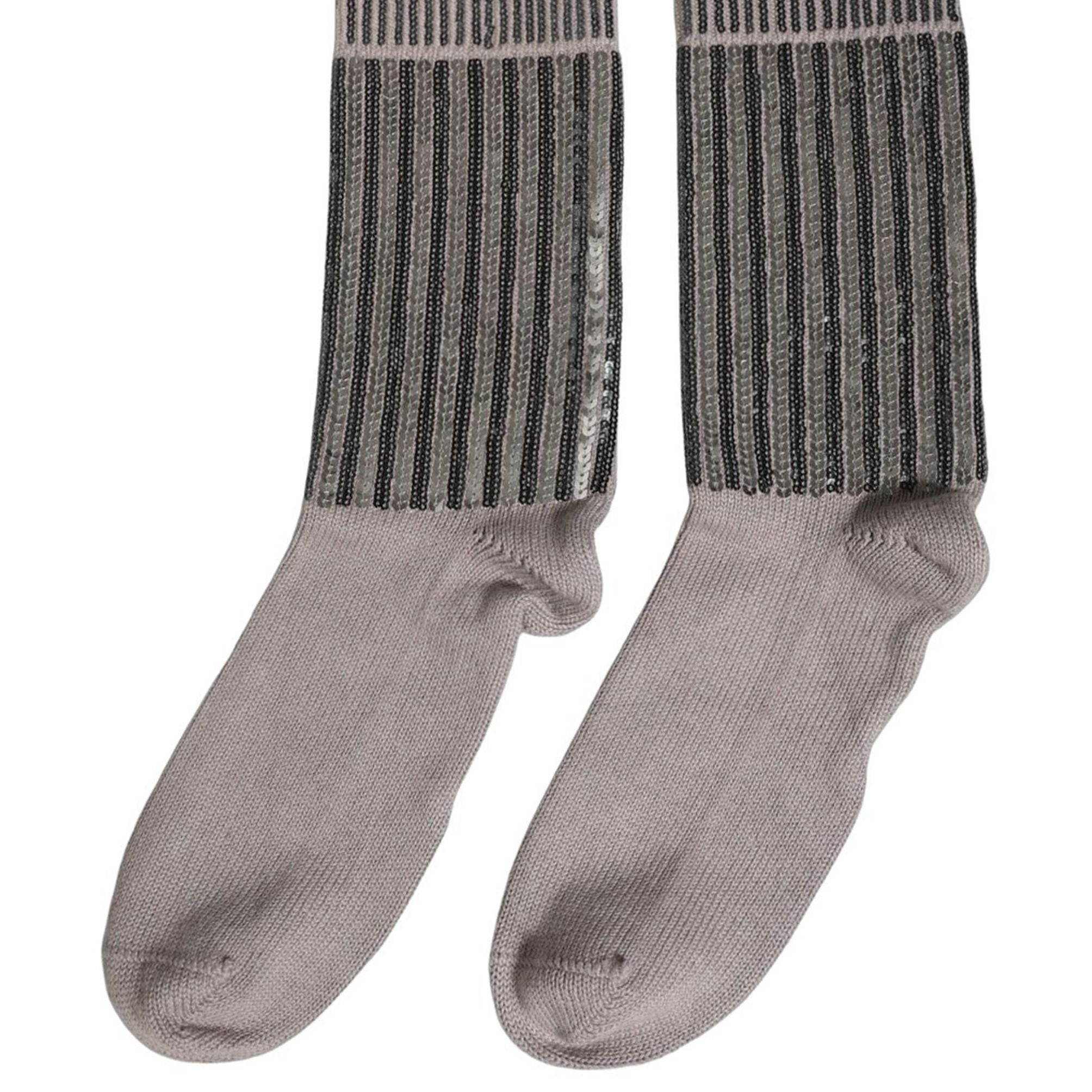 Dolce & Gabbana Gray Sequin Cotton Knit Mid Calf Accessory Socks