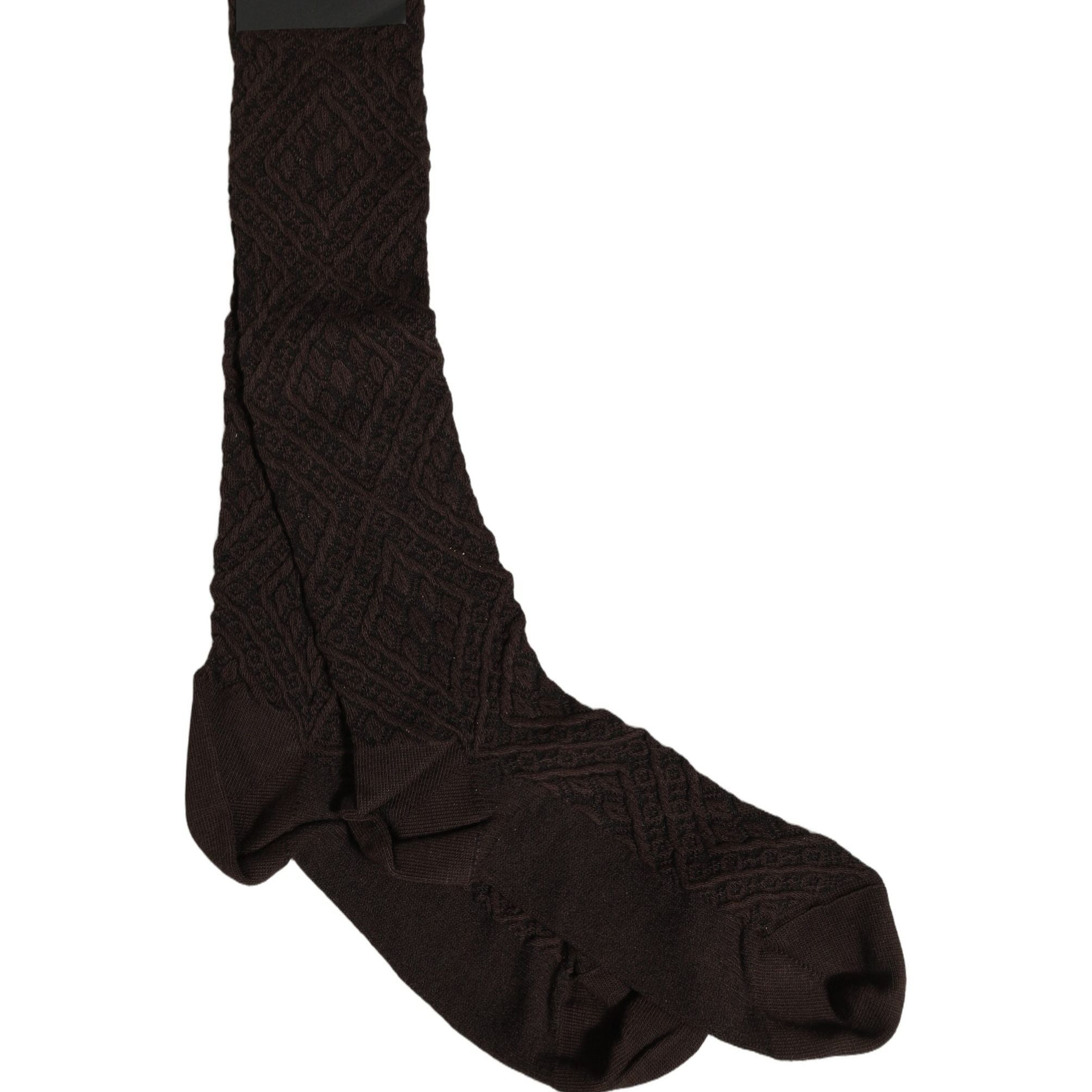 Dolce & Gabbana Dark Brown Cotton Knit Knee High Accessory One Size Socks