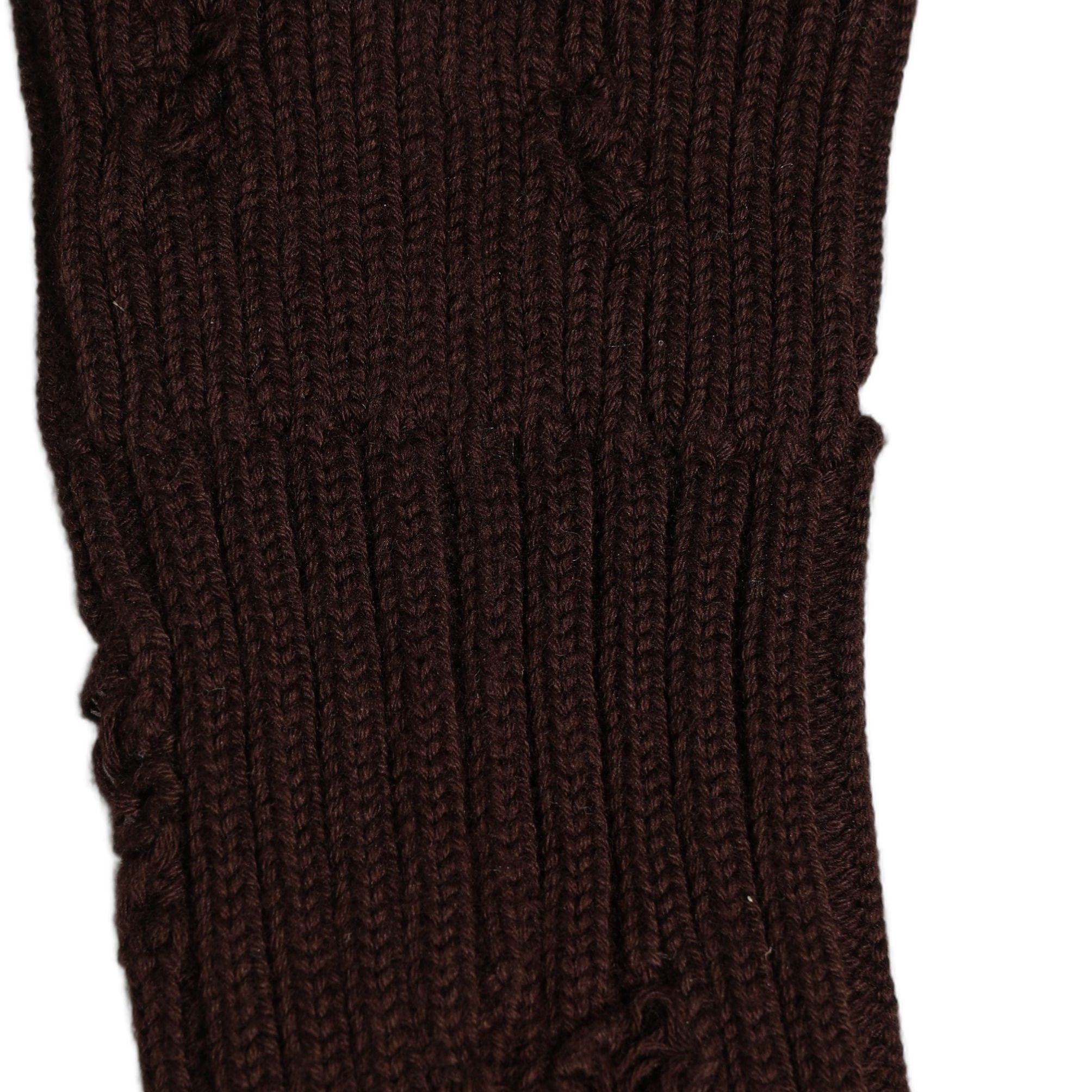 Dolce & Gabbana Dark Brown Cotton Distressed Mid Calf Accessory Socks
