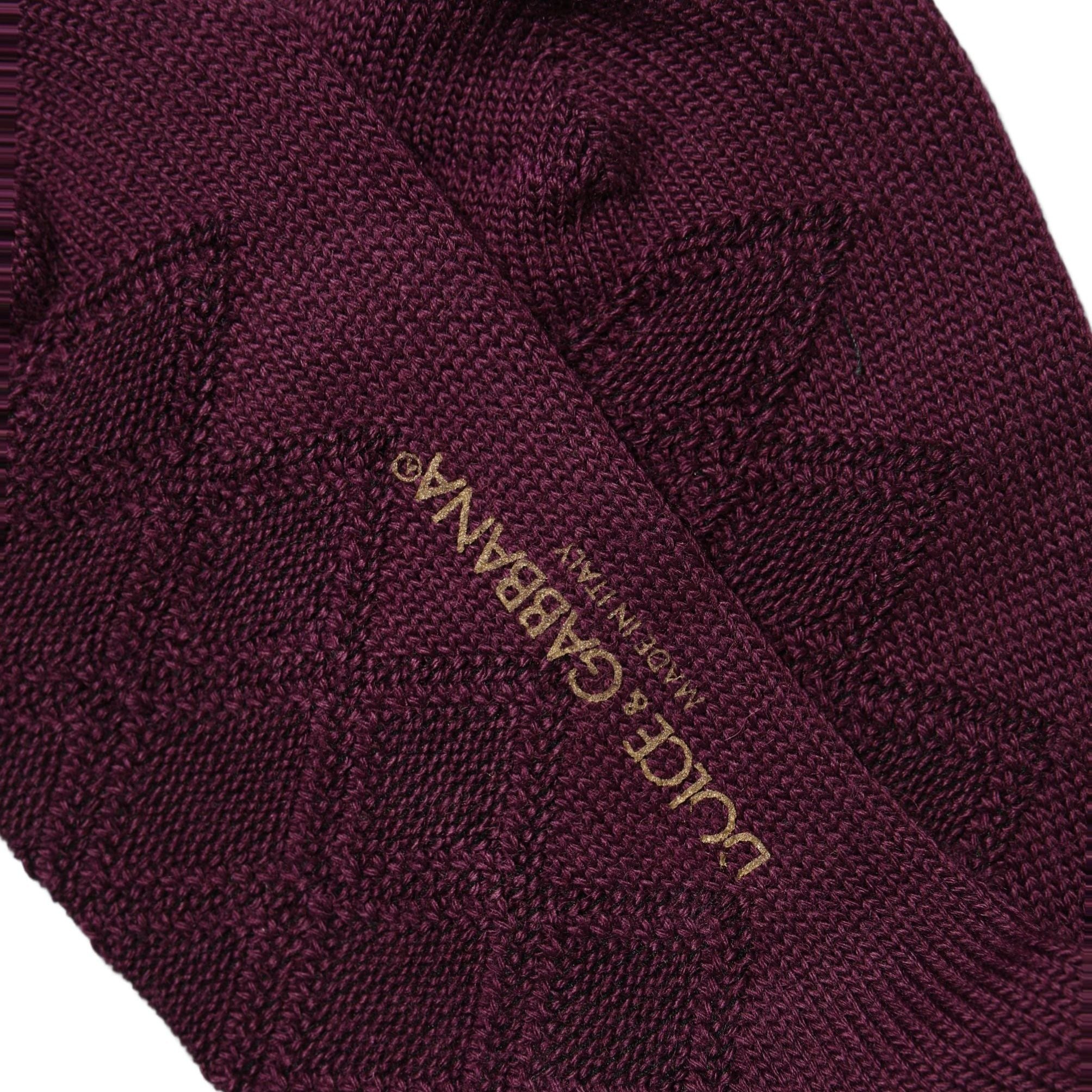 Dolce & Gabbana Burgundy Wool Crest Logo Knee High Accessory Socks