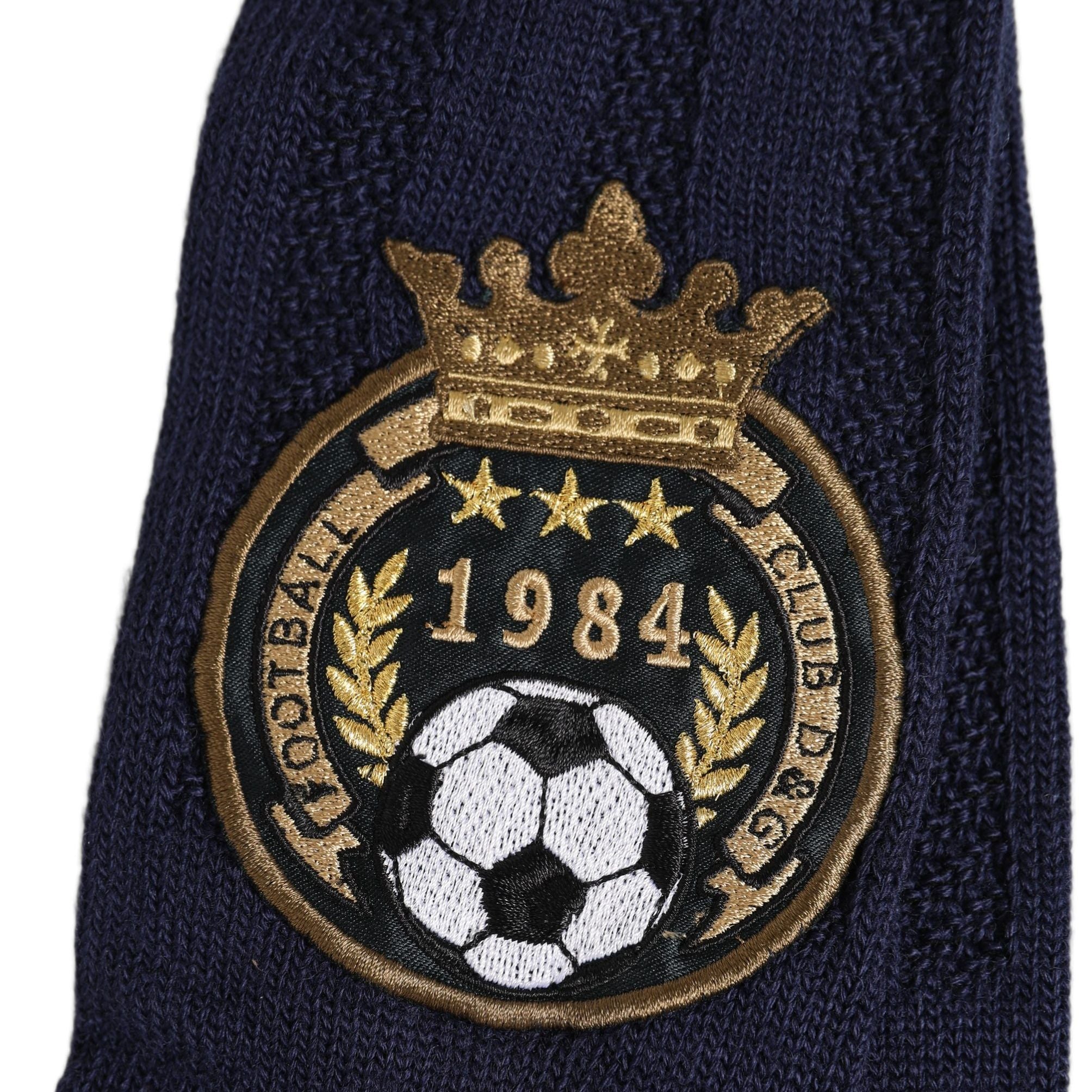 Dolce & Gabbana Navy Blue Wool Crest Logo Knee High Accessory Socks