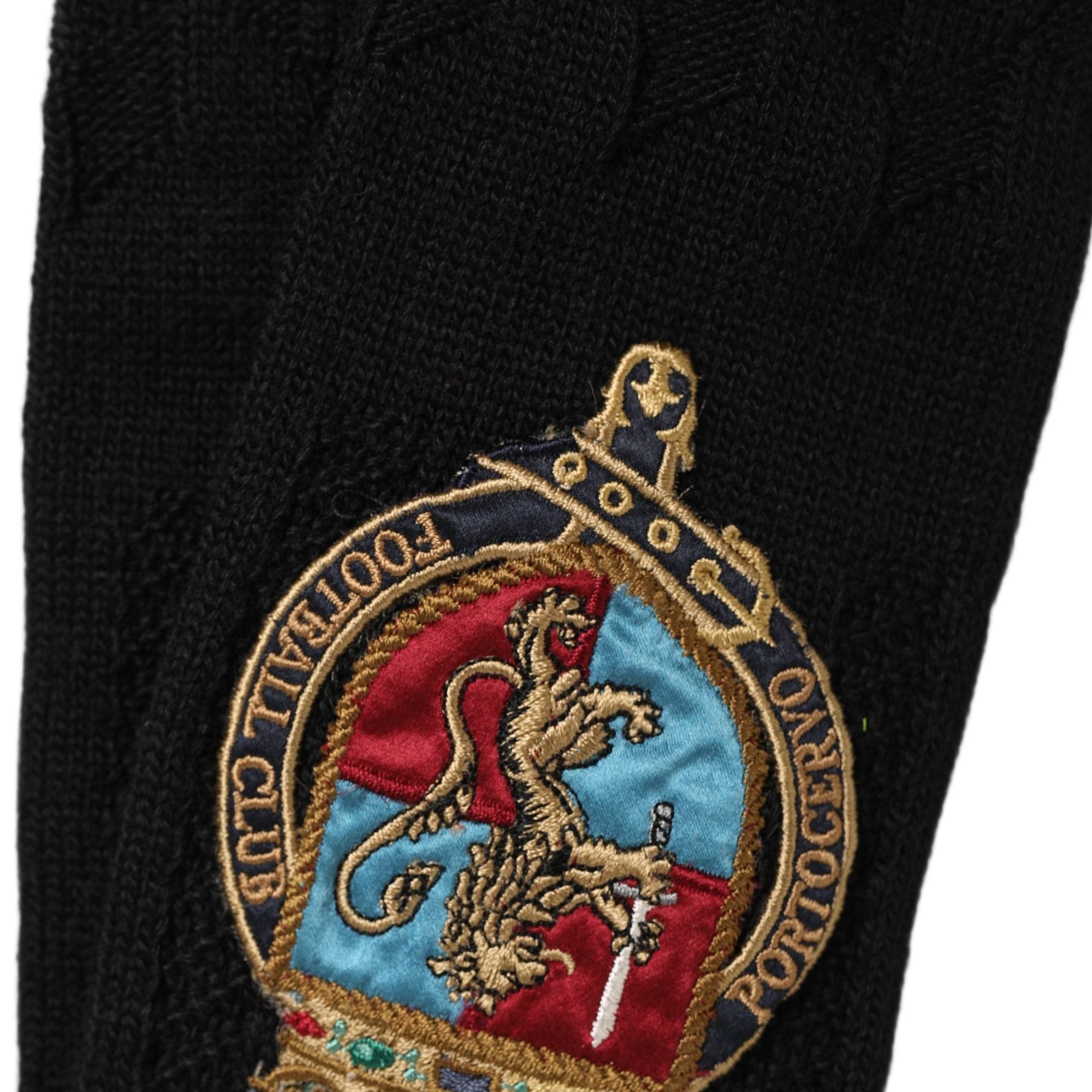 Dolce & Gabbana Men Black Wool Crest Logo Knee High Accessory Socks
