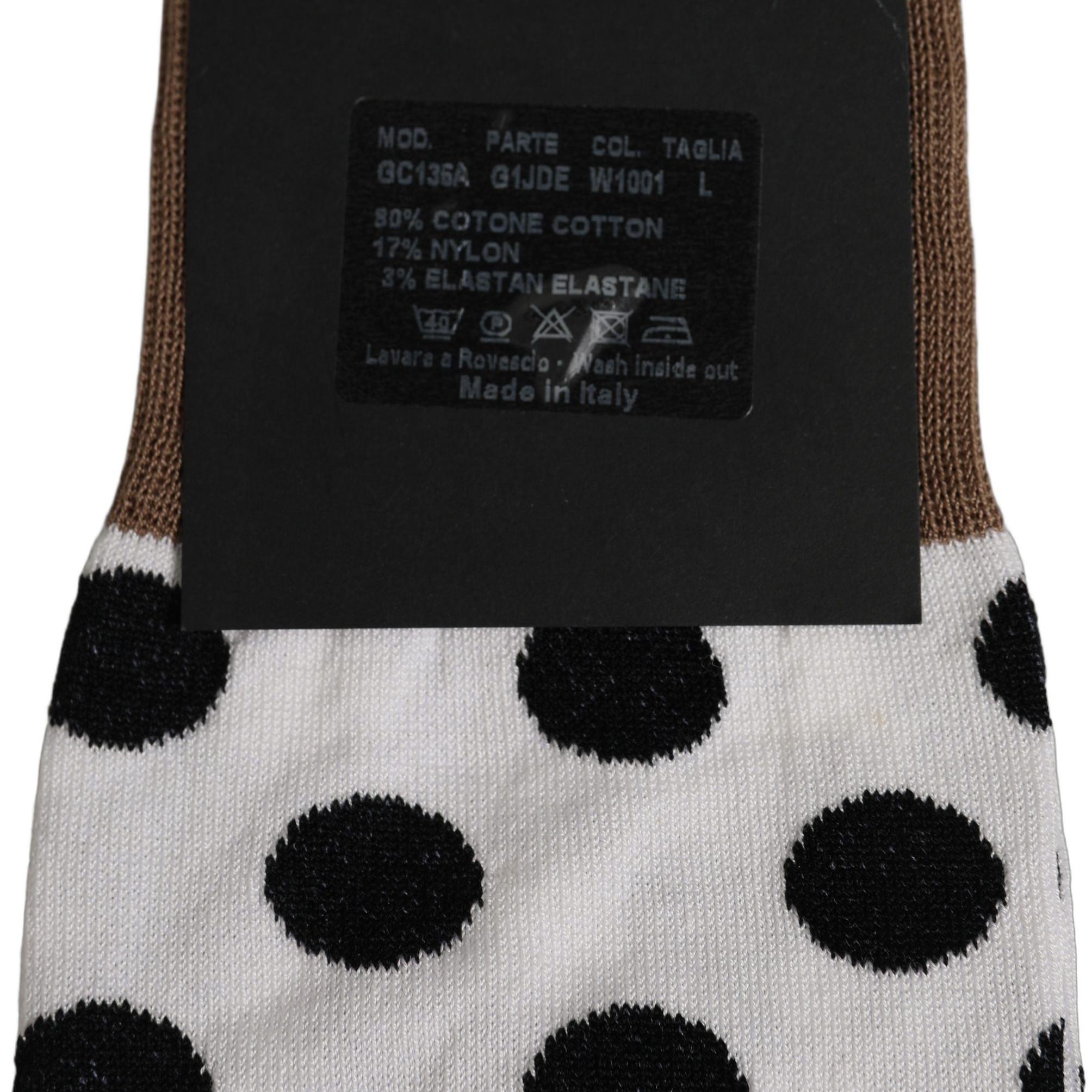 Dolce & Gabbana White Polka Dot Over The Calf Accessory Socks