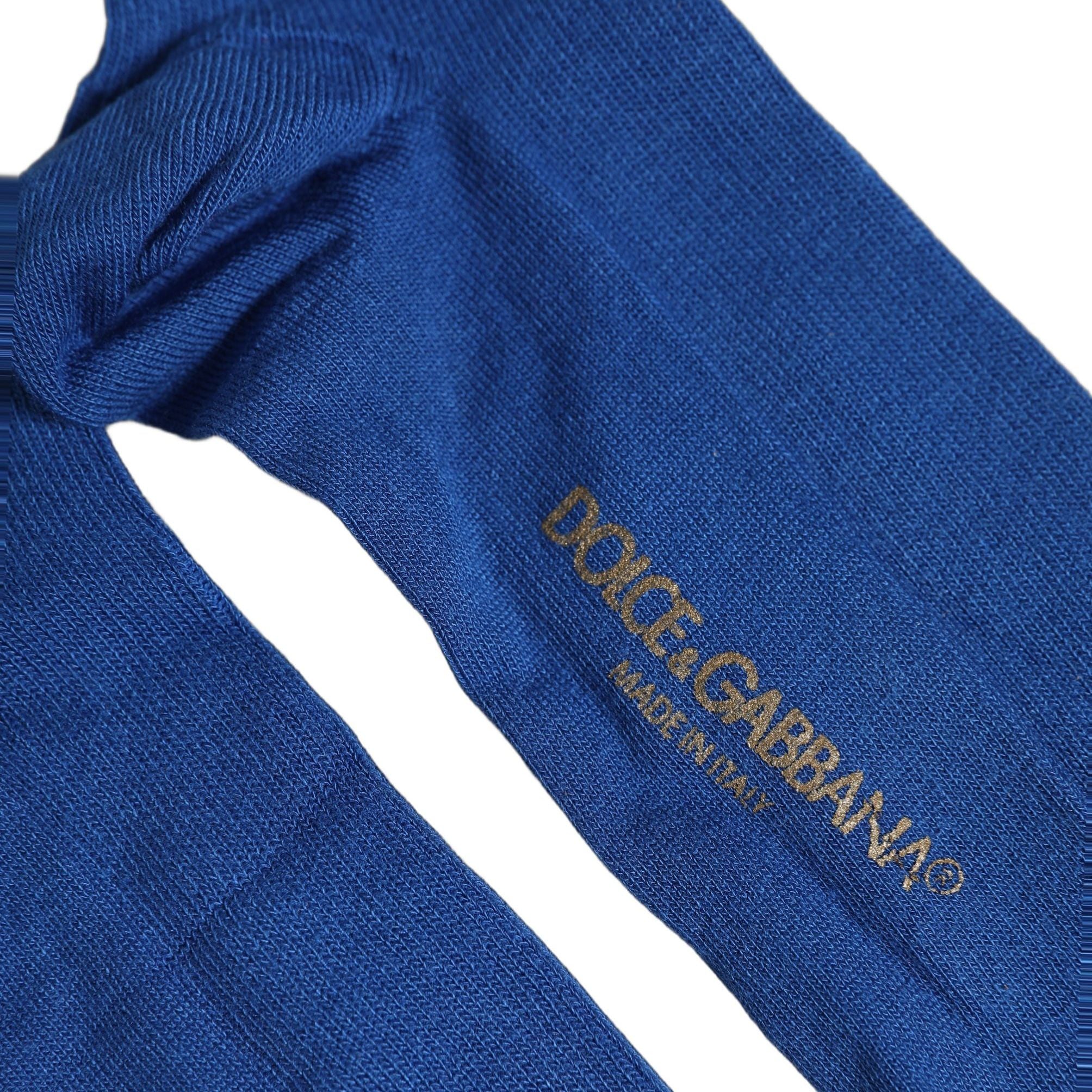 Dolce & Gabbana Blue Viscose Knitted Thigh High Accessory Socks