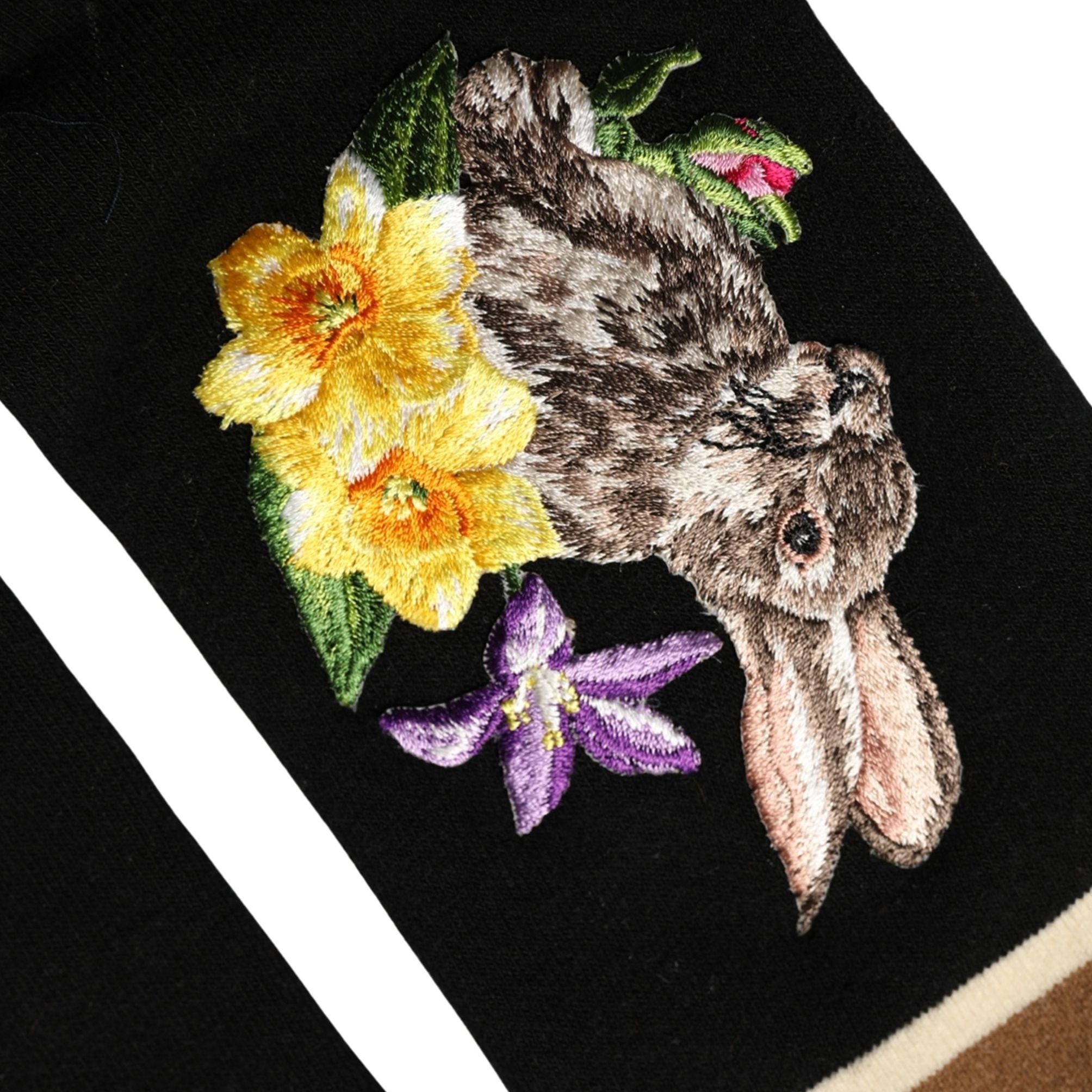 Dolce & Gabbana Black Rabbit Floral Wool Mid Calf Accessory Socks