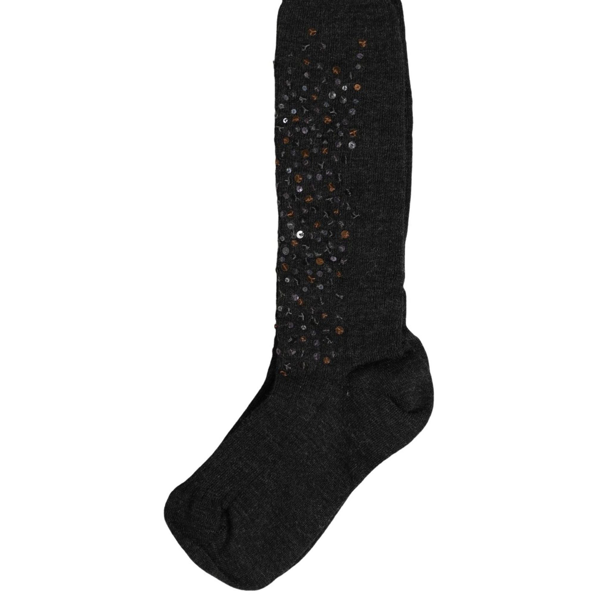 Dolce & Gabbana Dark Gray Sequined Wool Knee High Accessory Socks