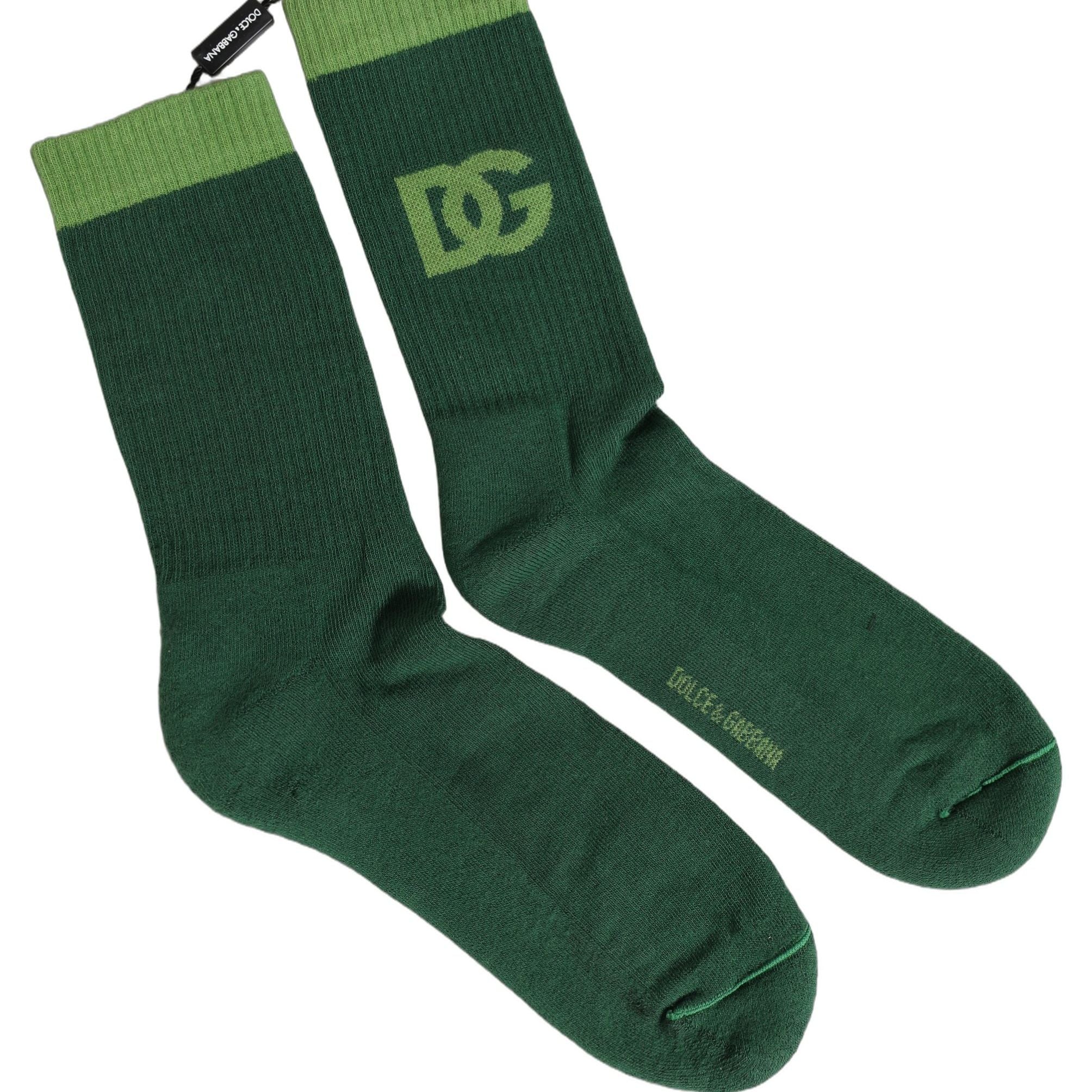 Dolce & Gabbana Green DG Logo Nylon Mid Calf Accessory Socks