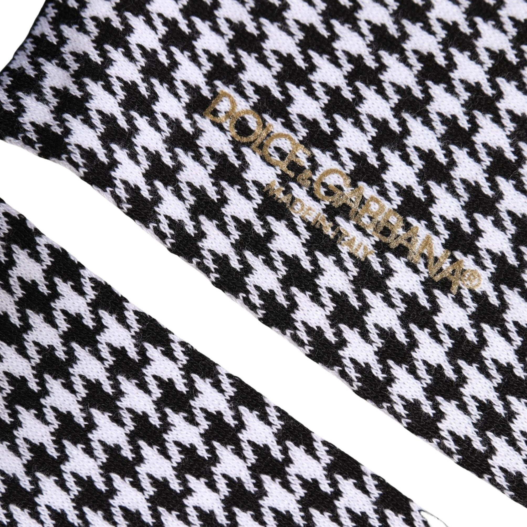 Dolce & Gabbana Black White Houndstooth Mid Calf Accessory Socks