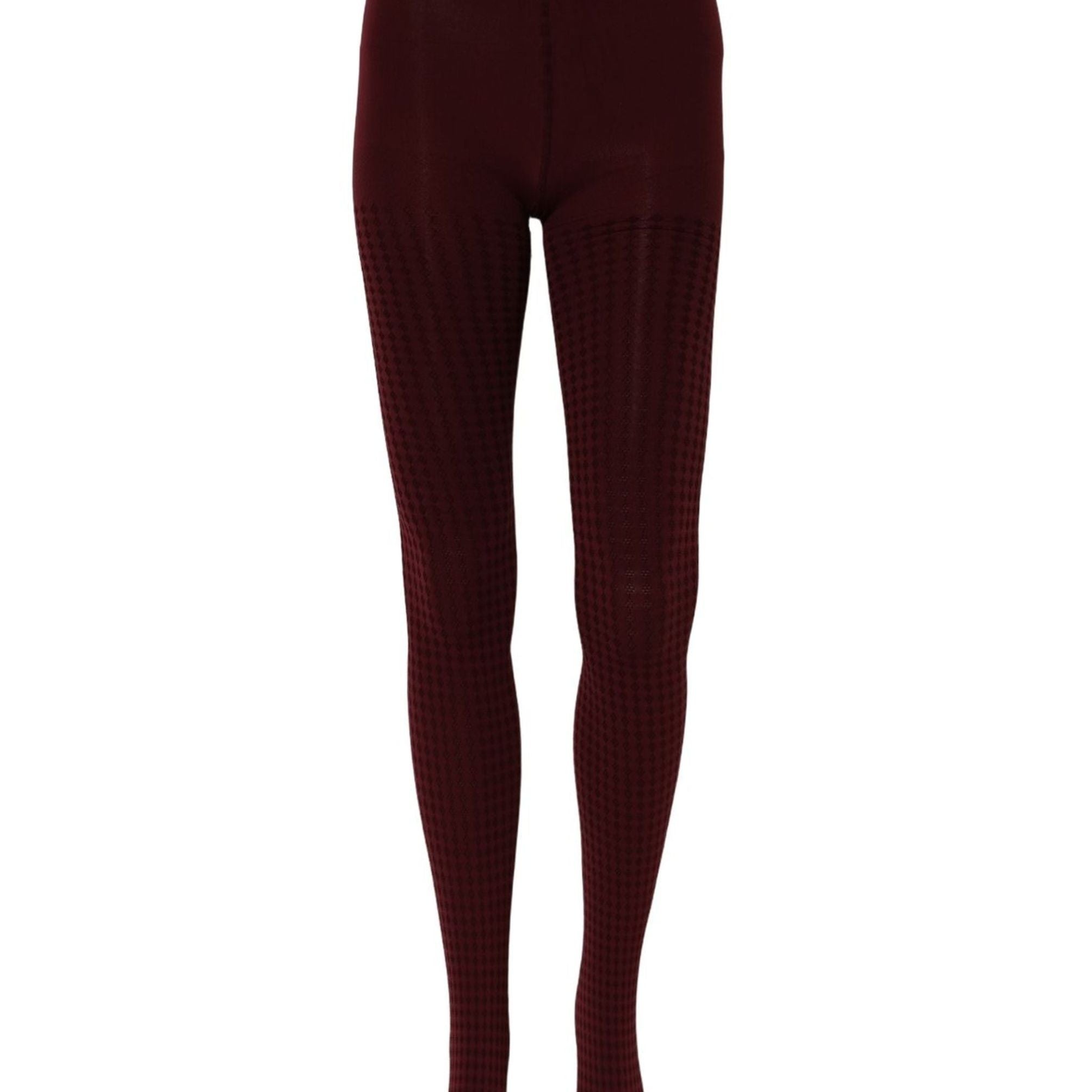 Dolce & Gabbana Burgundy Nylon Fishnet Pantyhose Stockings Socks