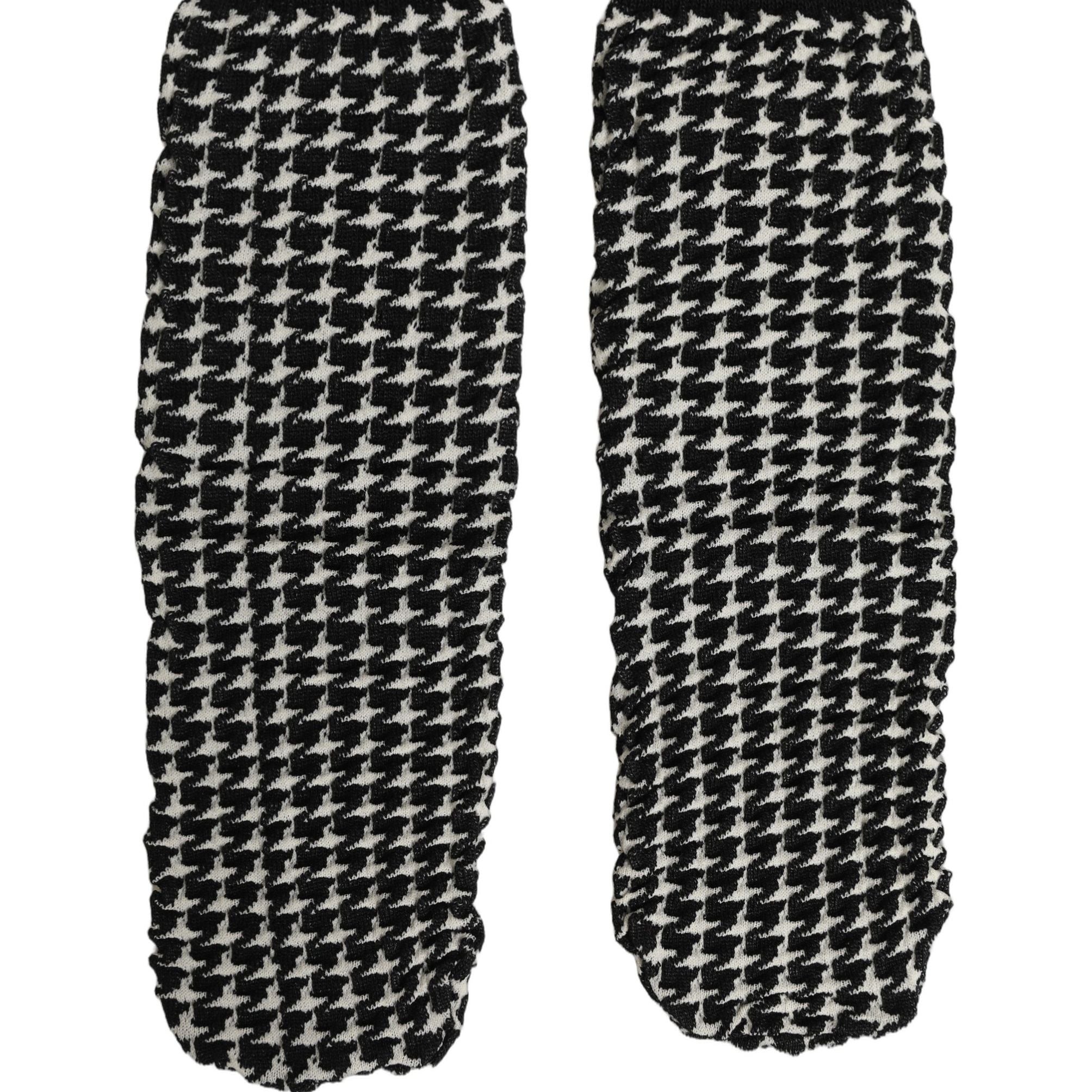 Dolce & Gabbana Black White Houndstooth Ankle Length Socks