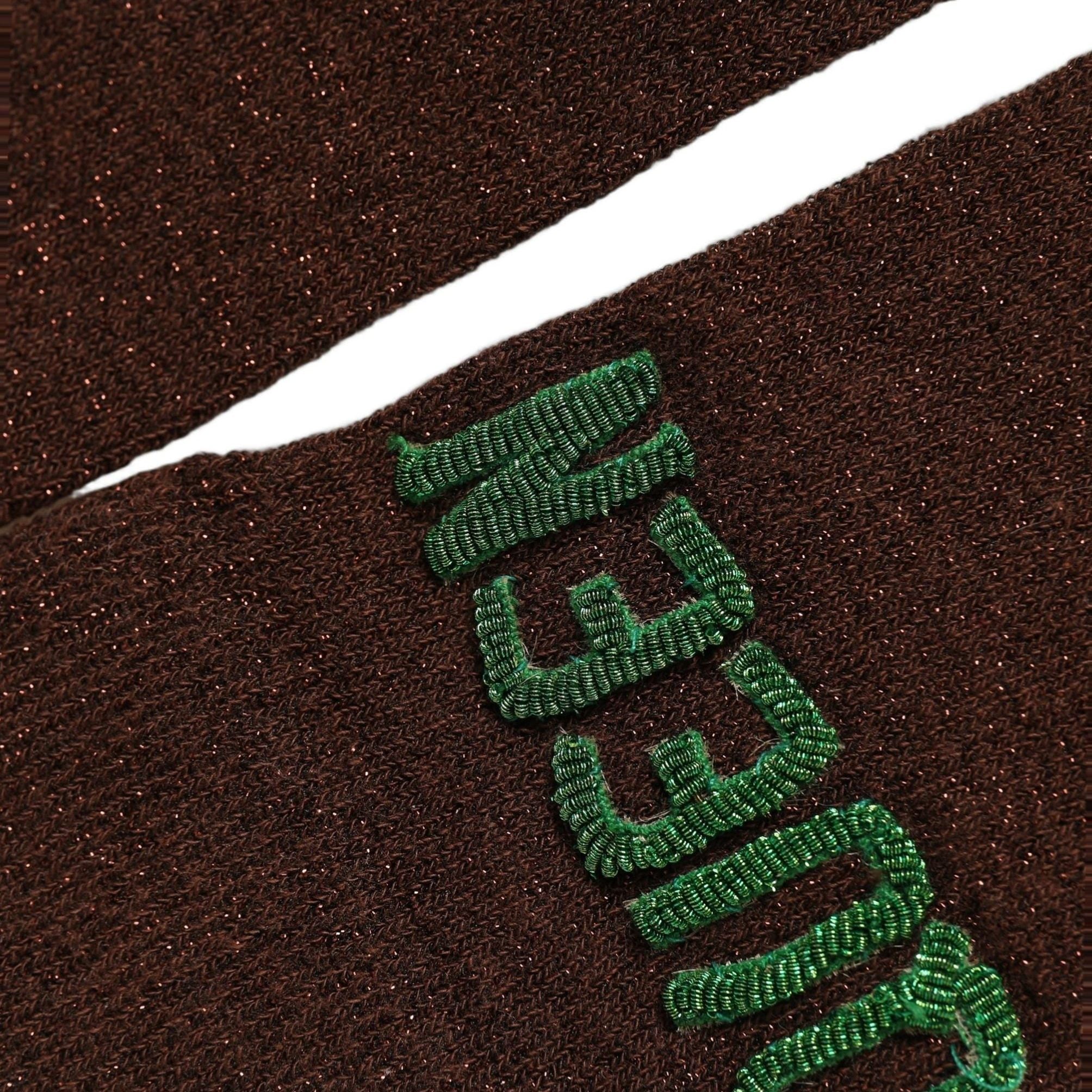 Dolce & Gabbana Brown Embroidered Cotton Mid Calf Accessory Socks