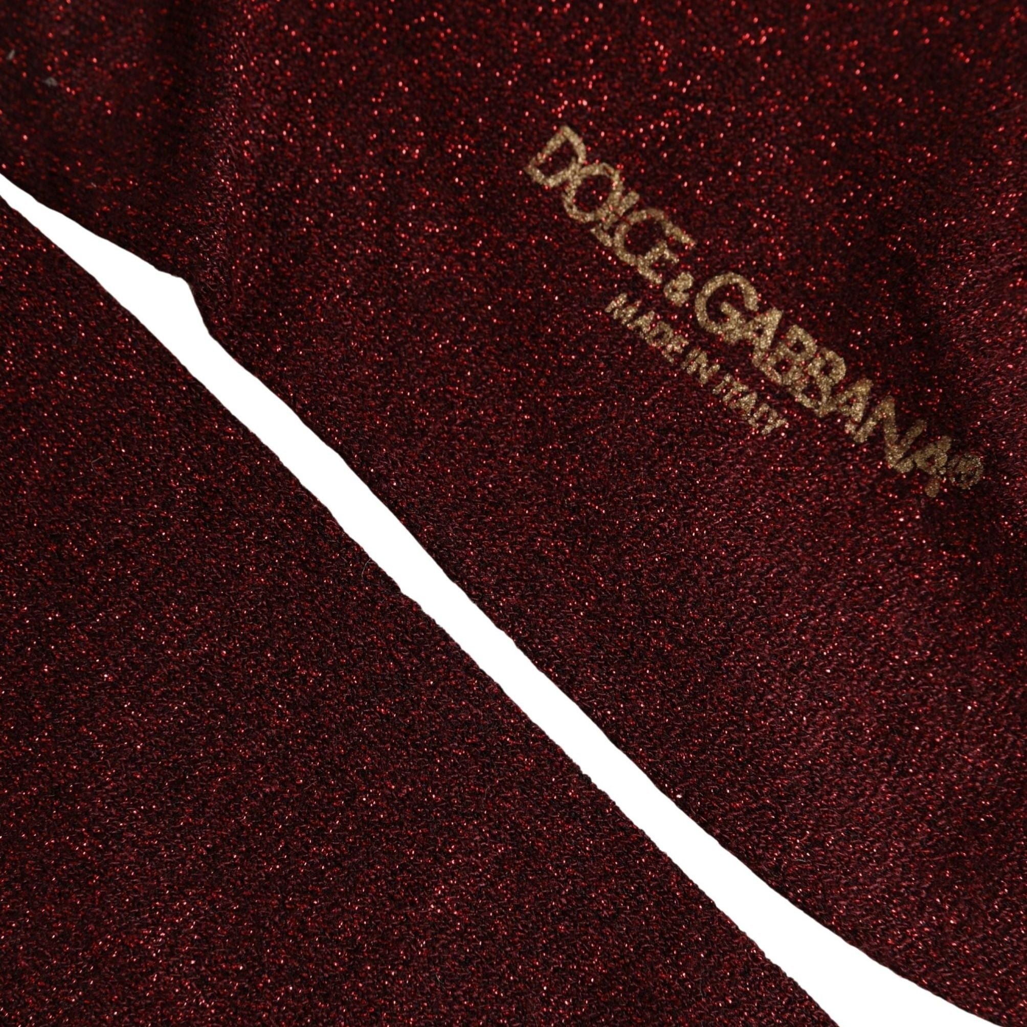 Dolce & Gabbana Burgundy Viscose Mid Calf Accessory Socks