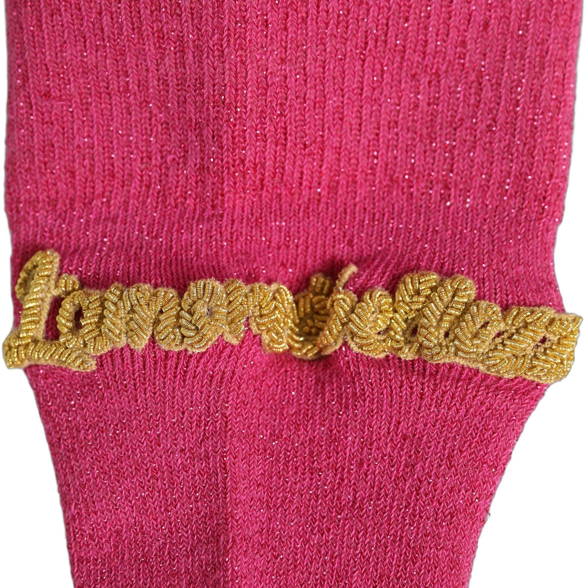 Dolce & Gabbana Pink Embroidered Cotton Mid Calf Accessory Socks