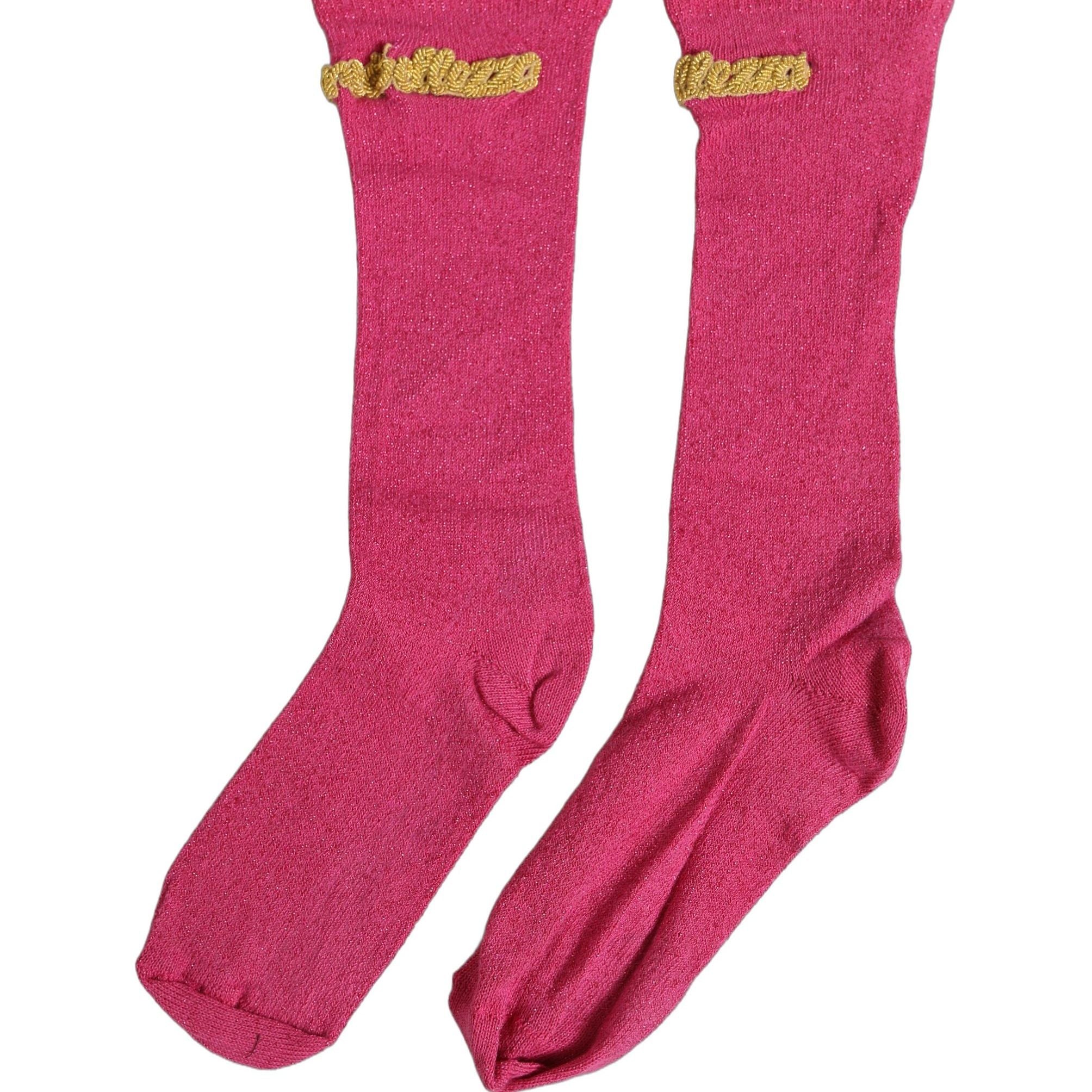 Dolce & Gabbana Pink Embroidered Cotton Mid Calf Accessory Socks