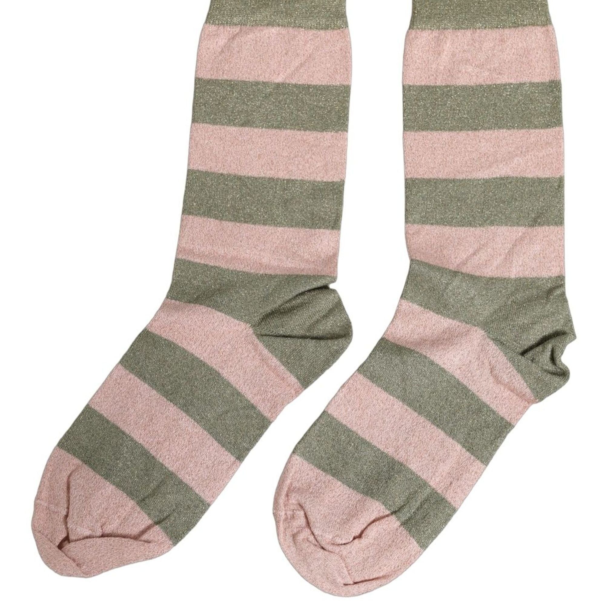 Dolce & Gabbana Gray Pink Stripes Mid Calf Accessory Socks