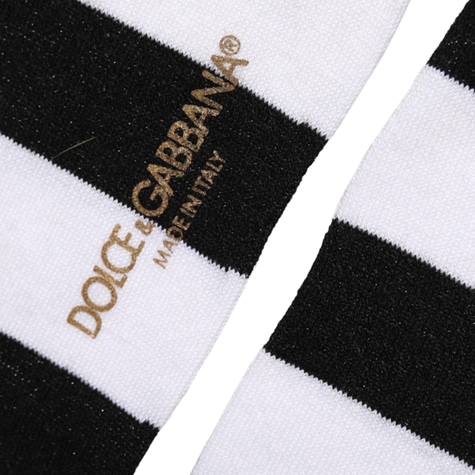 Dolce & Gabbana Black White Stripes Mid Calf Accessory Socks