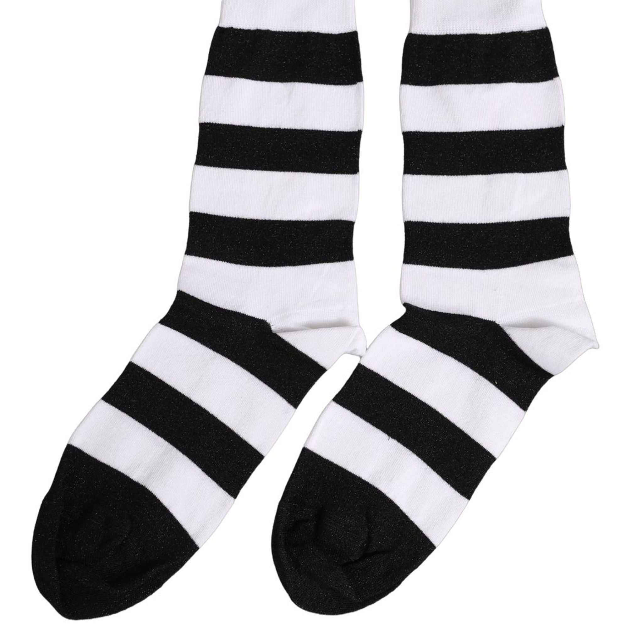 Dolce & Gabbana Black White Stripes Mid Calf Accessory Socks