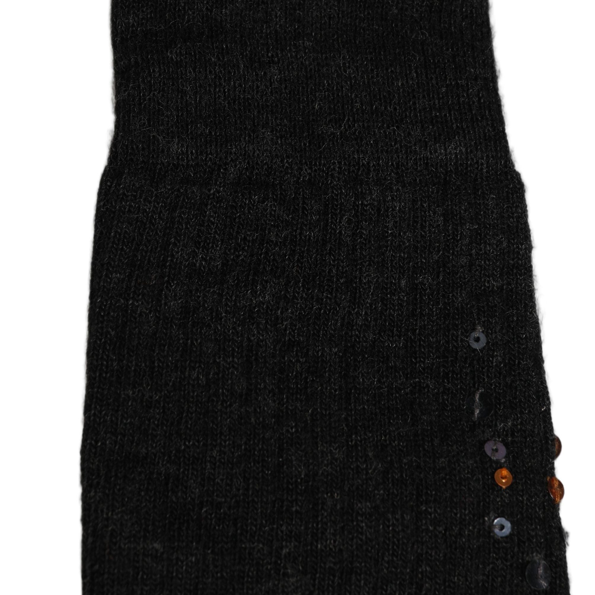 Dolce & Gabbana Dark Gray Sequined Wool Knee High Accessory Socks