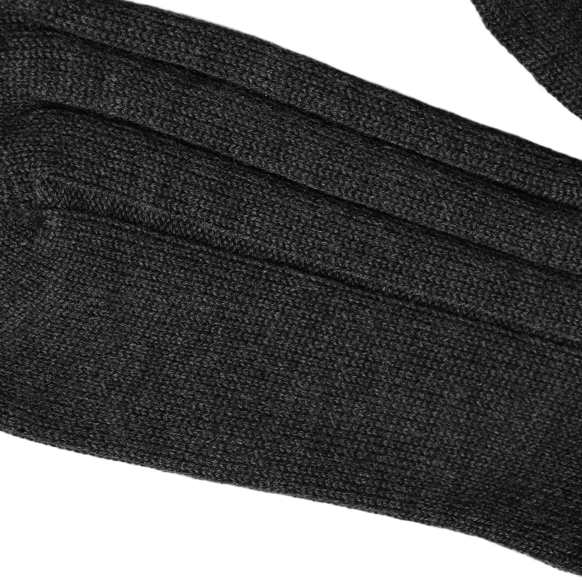 Dolce & Gabbana Dark Gray Wool Logo Calf Long Ribbed Accessory Socks