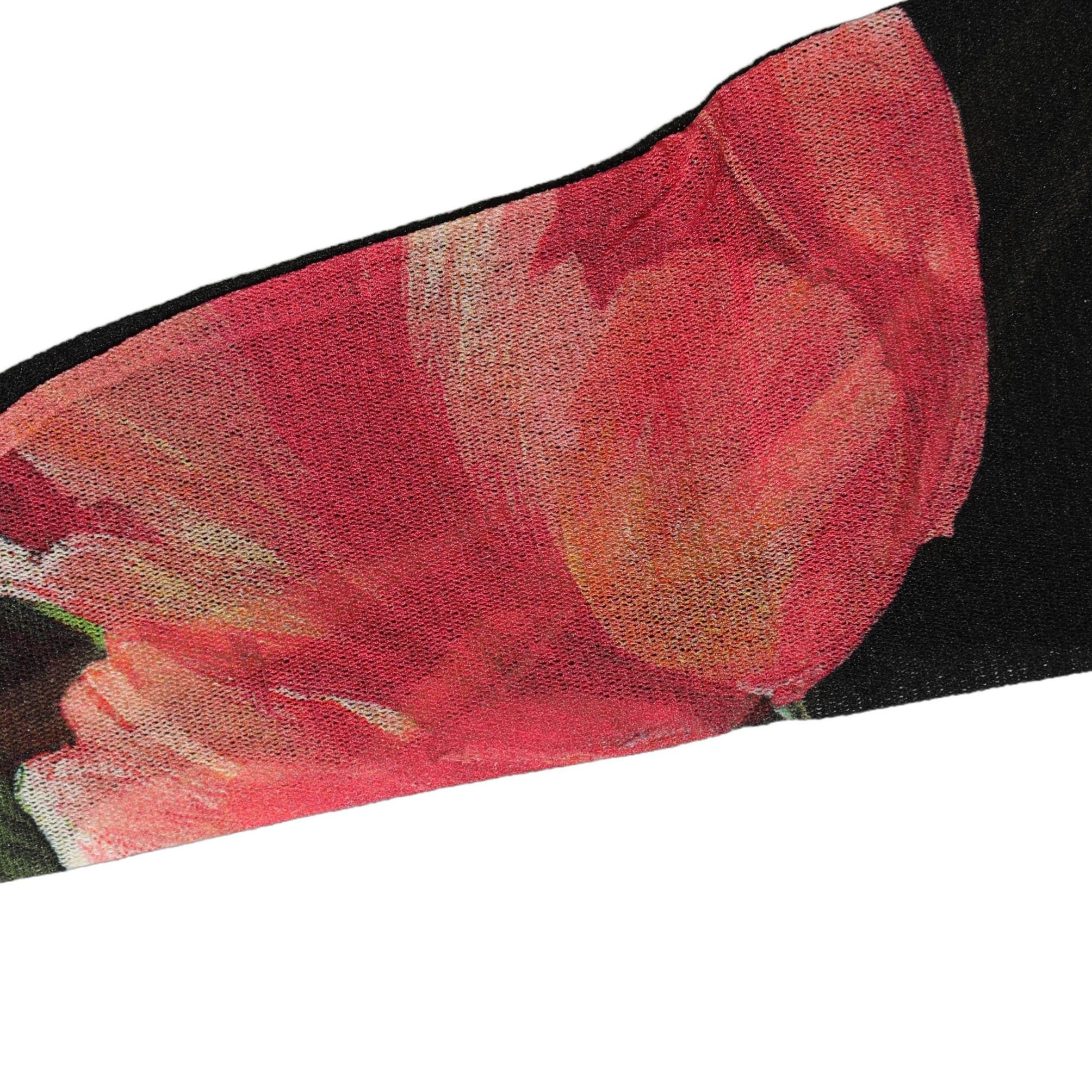 Dolce & Gabbana Black Pink Floral Tulip Nylon Stockings Socks