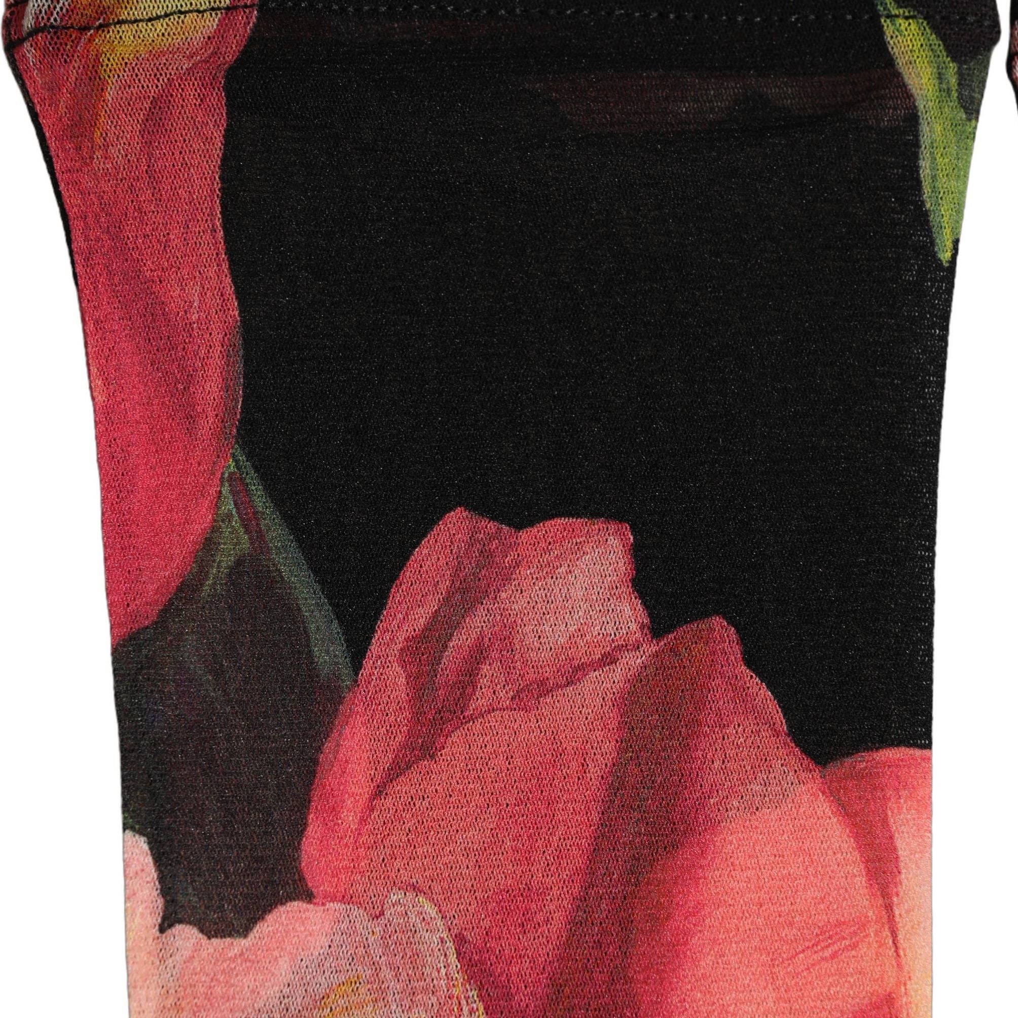 Dolce & Gabbana Black Pink Floral Tulip Nylon Stockings Socks