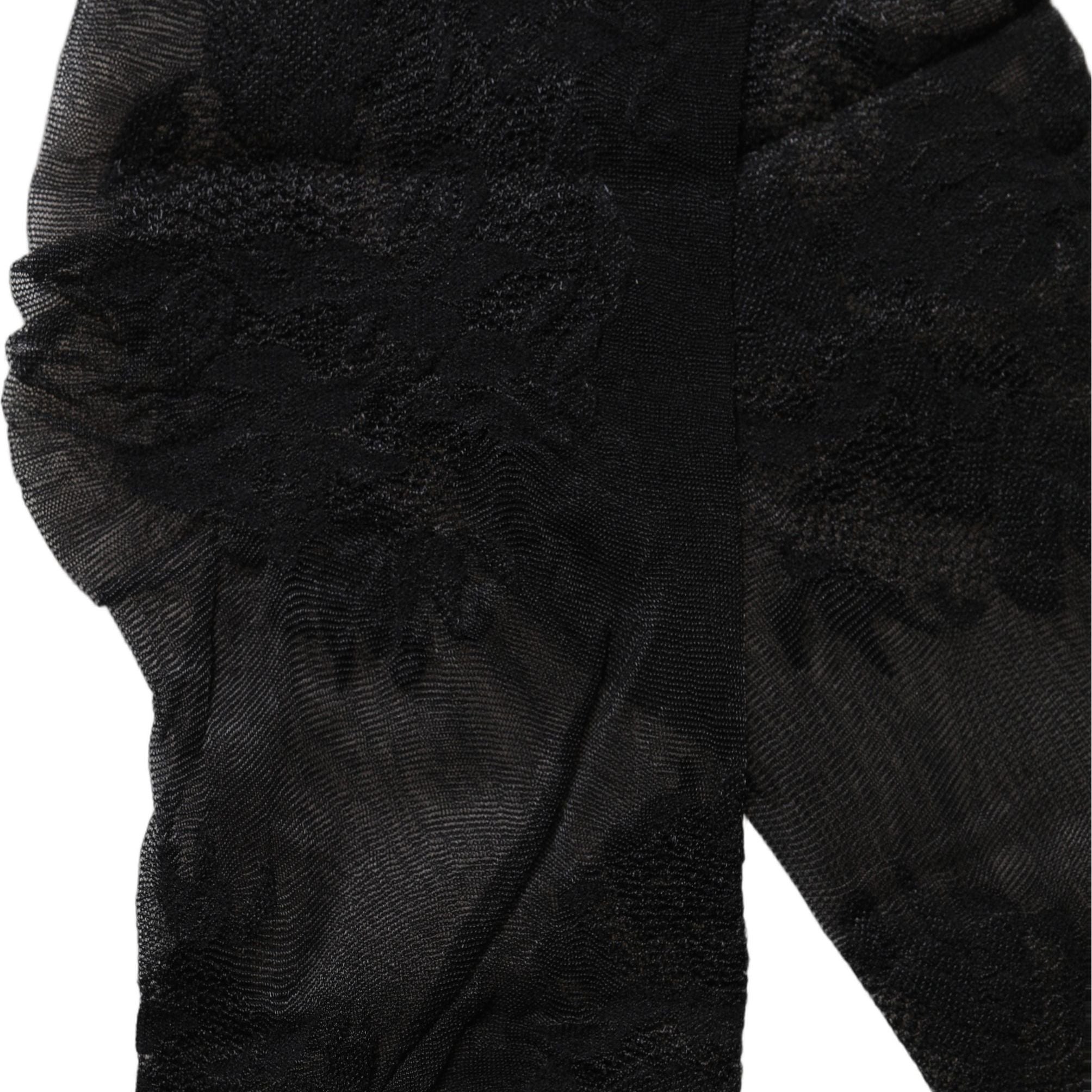 Dolce & Gabbana Black Floral Nylon Stretch Over The Calf Socks