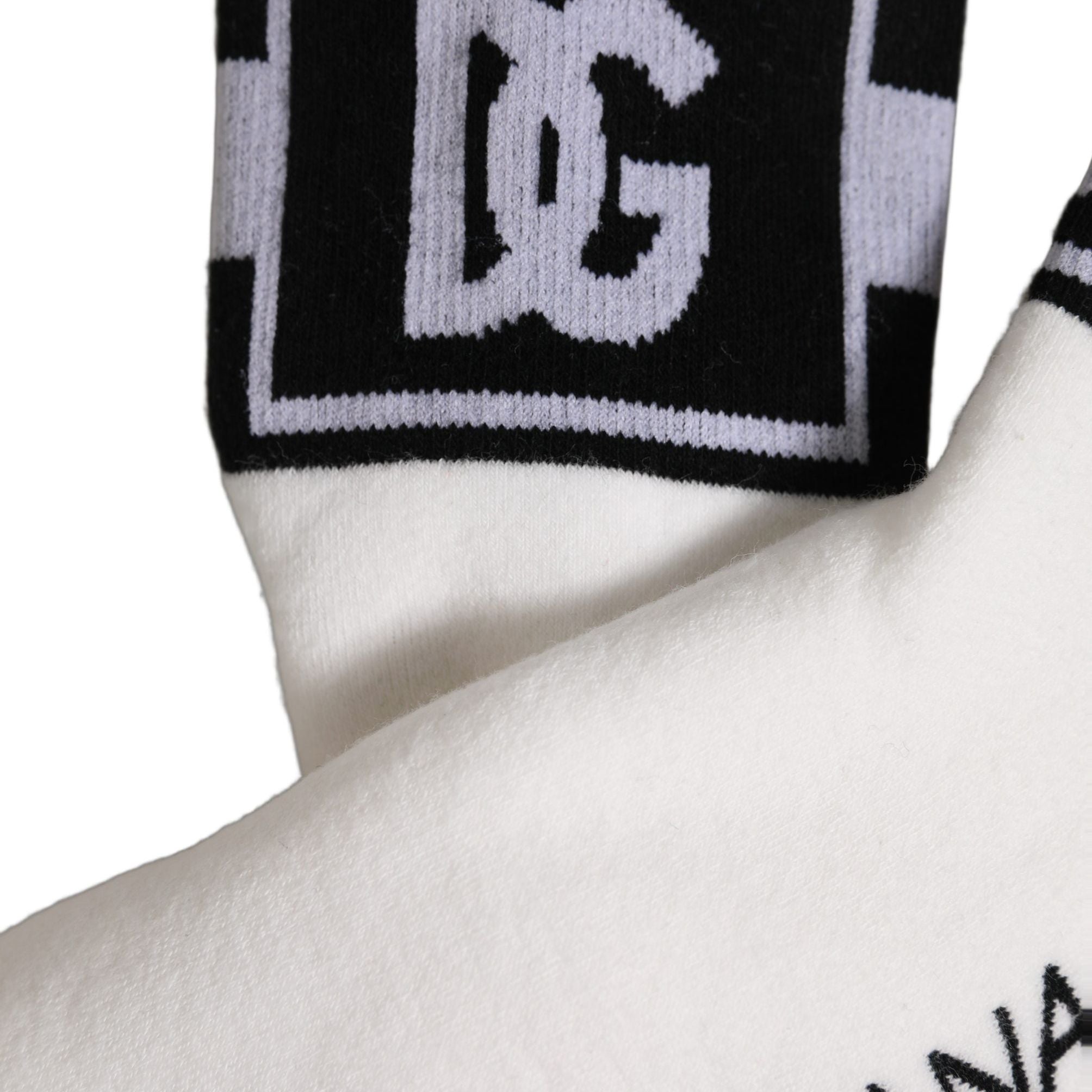 Dolce & Gabbana White Black Cotton Ankle Length DG Logo Socks