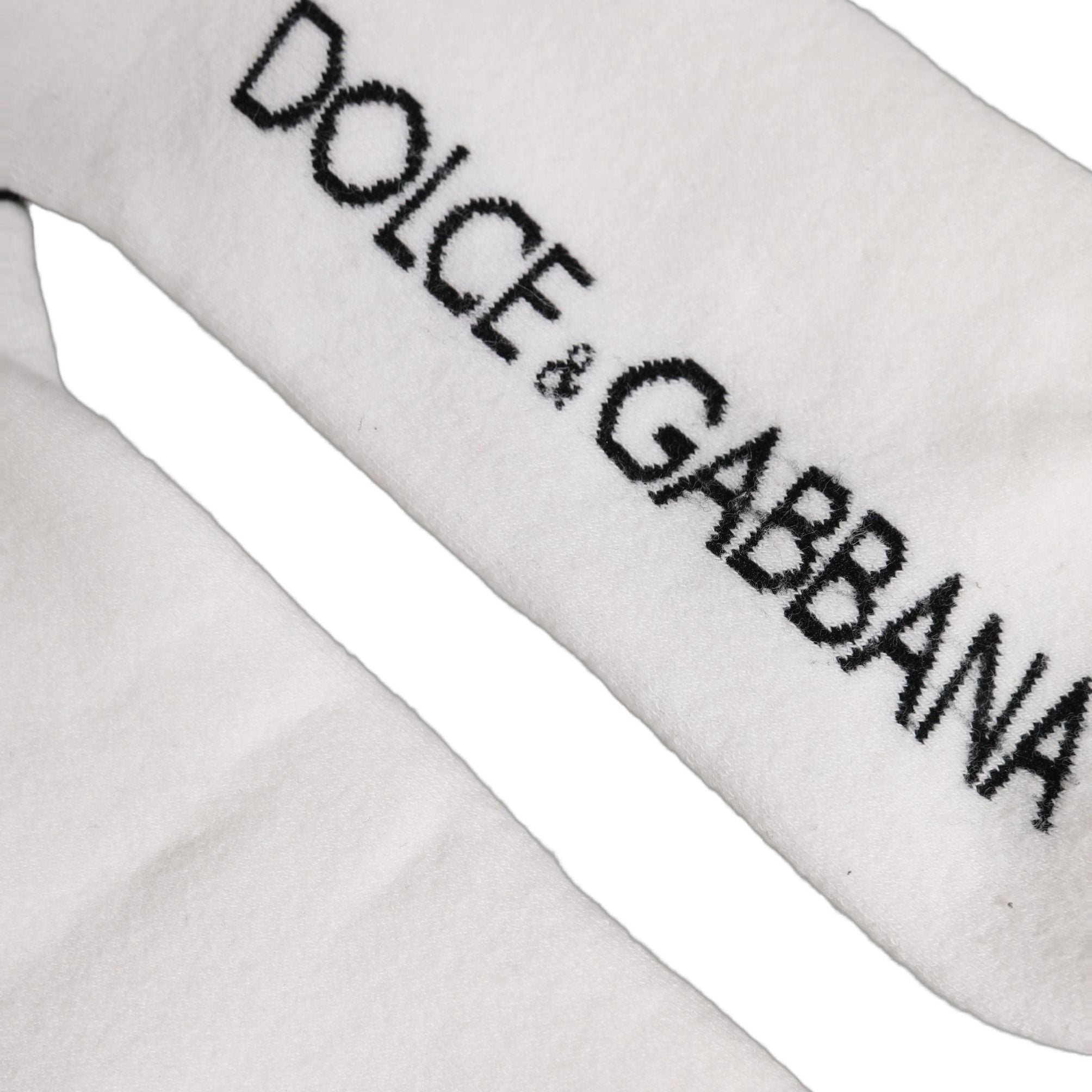 Dolce & Gabbana White Black Cotton Ankle Length DG Logo Socks