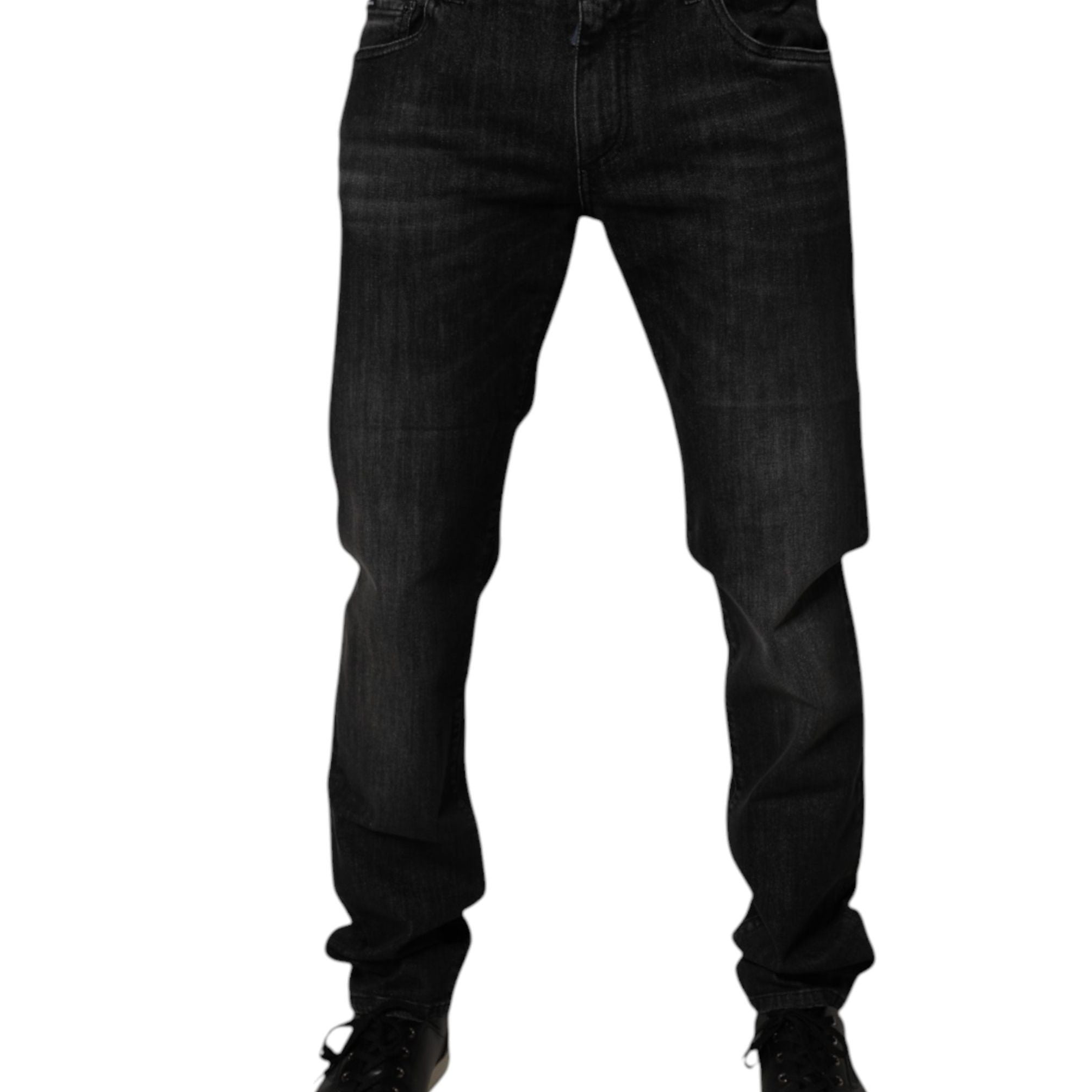 Dolce & Gabbana Dark Gray Washed Cotton Skinny Men Denim Jeans