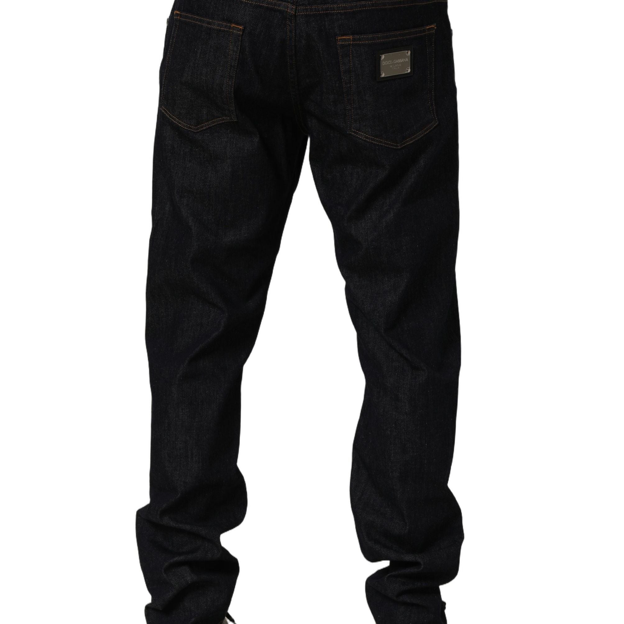 Dolce & Gabbana Dark Gray Cotton Slim Fit Men Denim Jeans