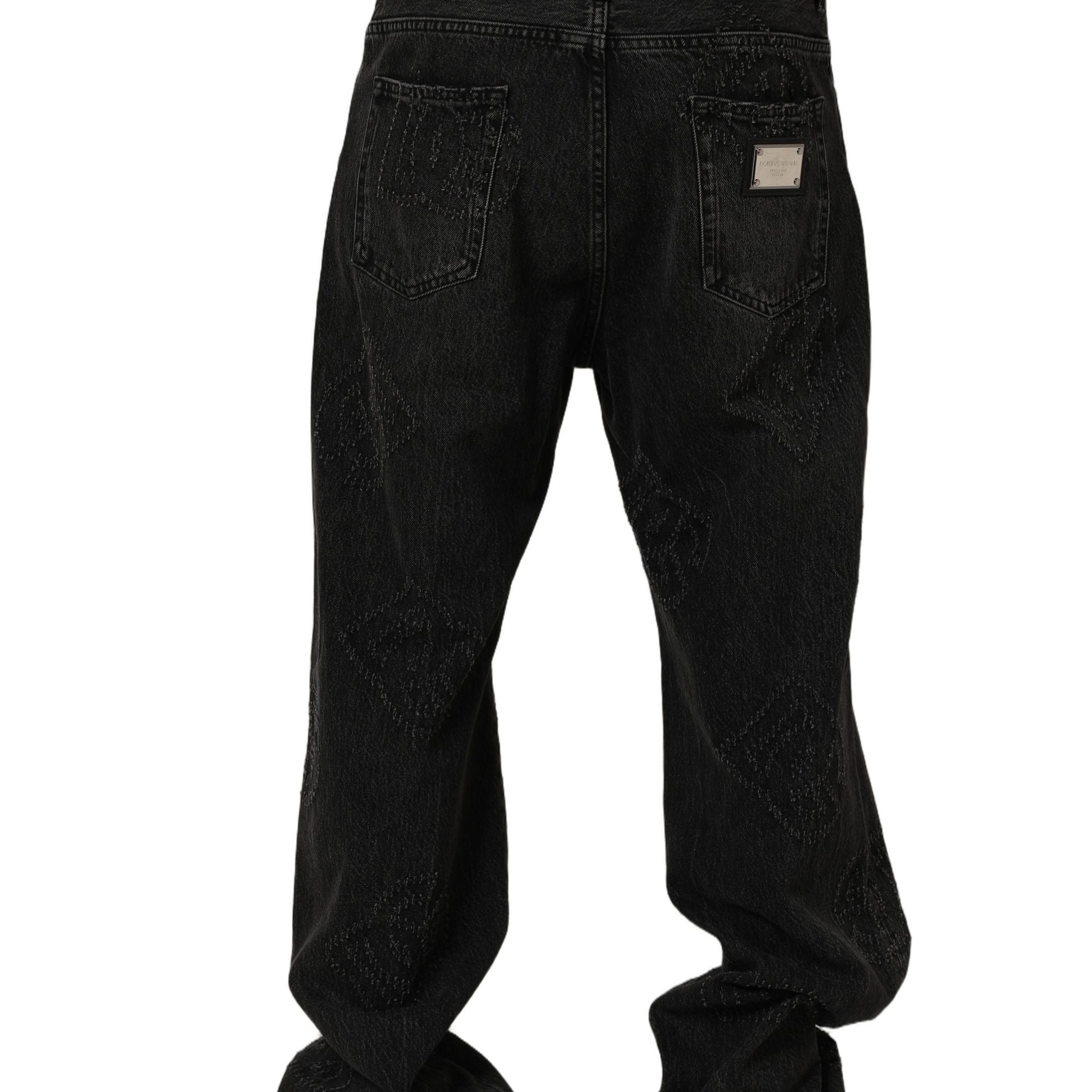 Dolce & Gabbana Dark Gray Cotton WideLeg Oversize Denim Jeans
