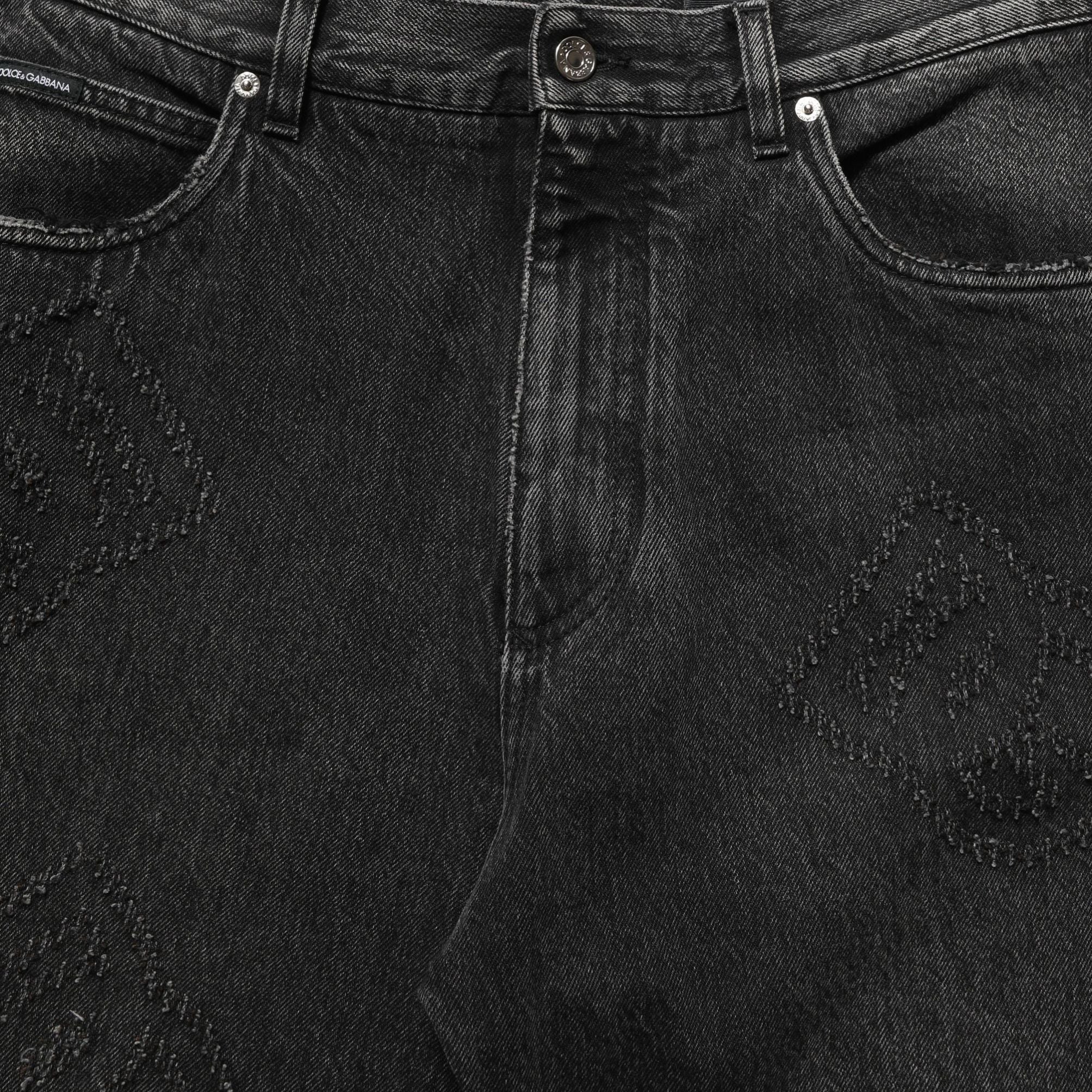 Dolce & Gabbana Dark Gray Cotton WideLeg Oversize Denim Jeans